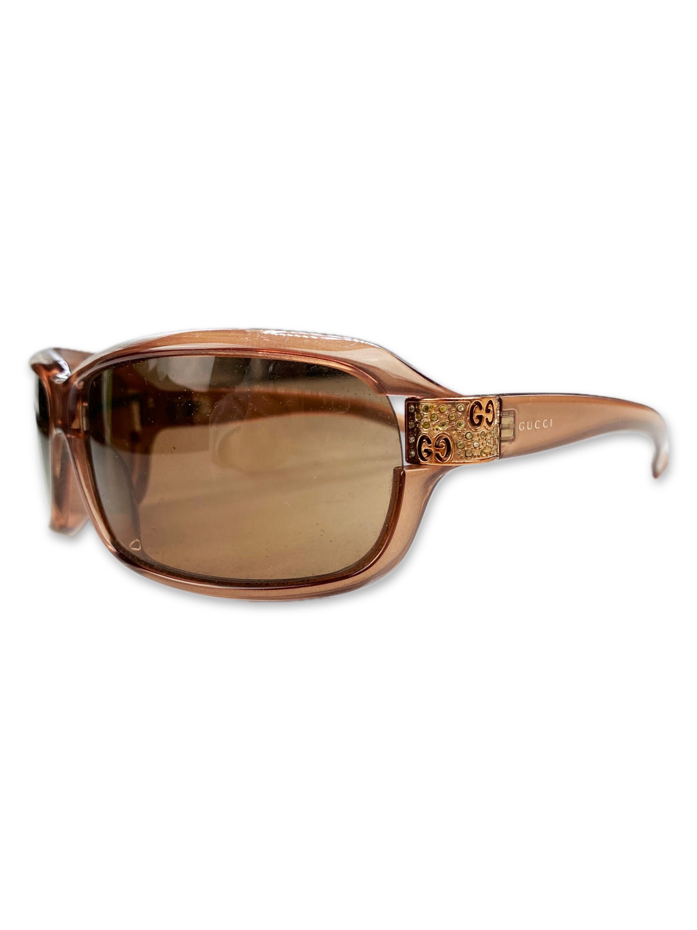 Gucci Warm Tint GG Engraved Rounded Sunglasses
