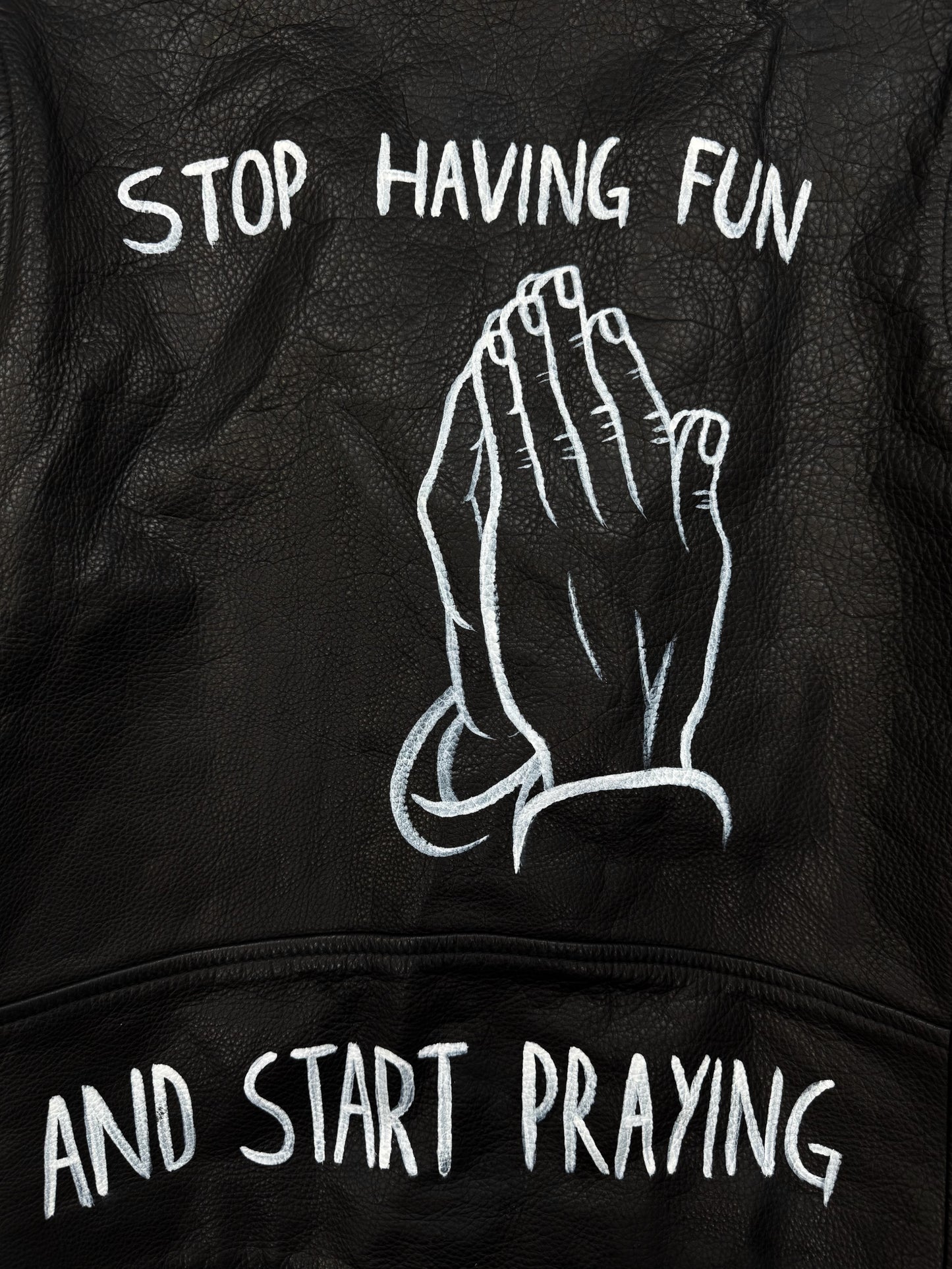 SS15 Enfants Riches Deprimes ‘Stop Having Fun’ 1/15 Hand Painted Leather Jacket