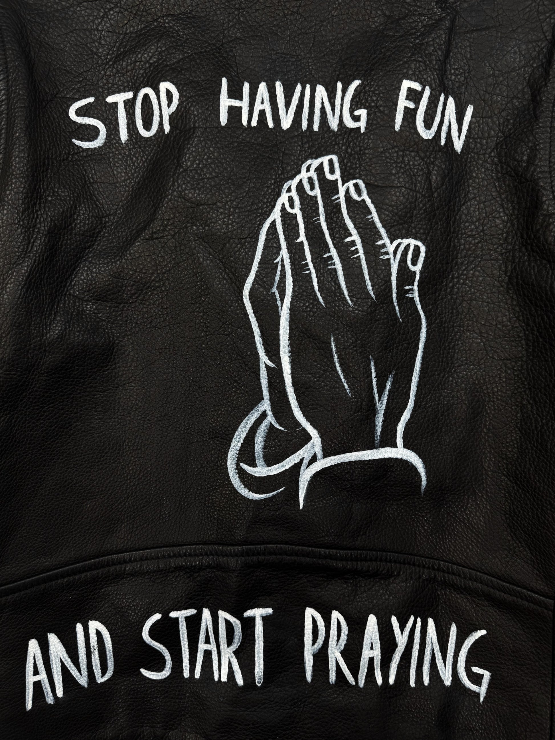 SS15 Enfants Riches Deprimes ‘Stop Having Fun’ 1/15 Hand Painted Leather Jacket
