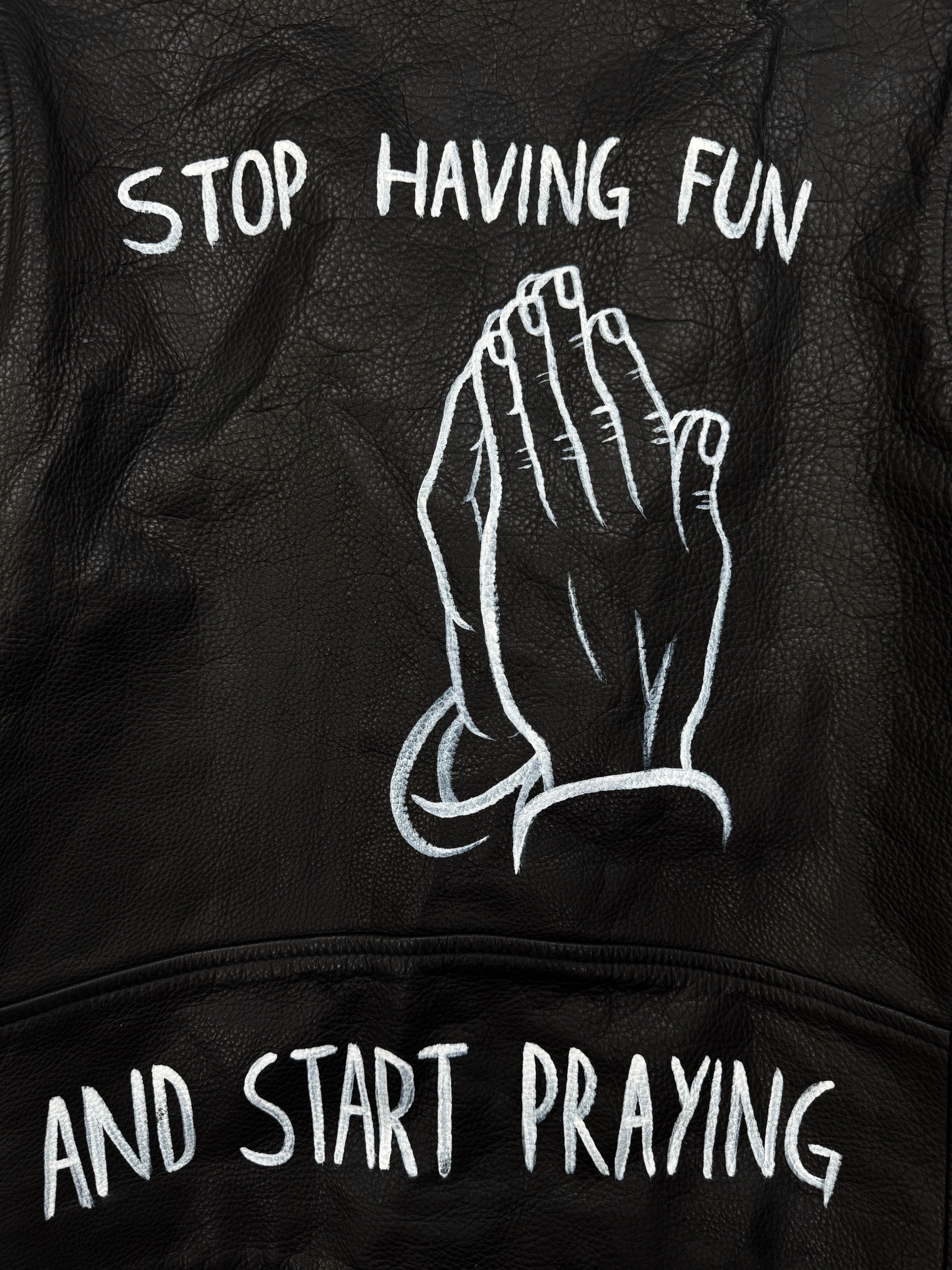 SS15 Enfants Riches Deprimes ‘Stop Having Fun’ 1/15 Hand Painted Leather Jacket