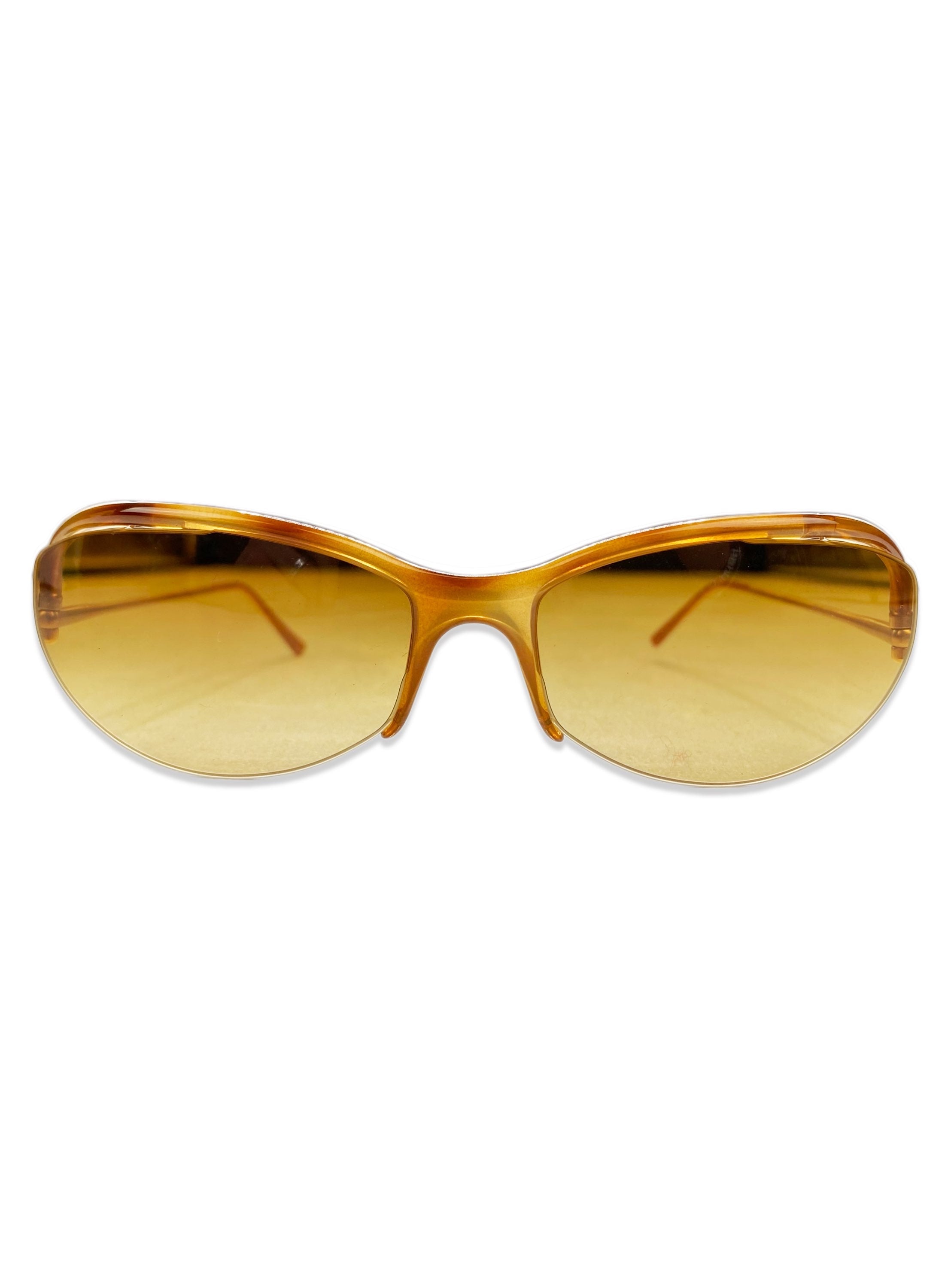 2000’s Prada Warm Tint Metallic Distorted Frame Sunglasses