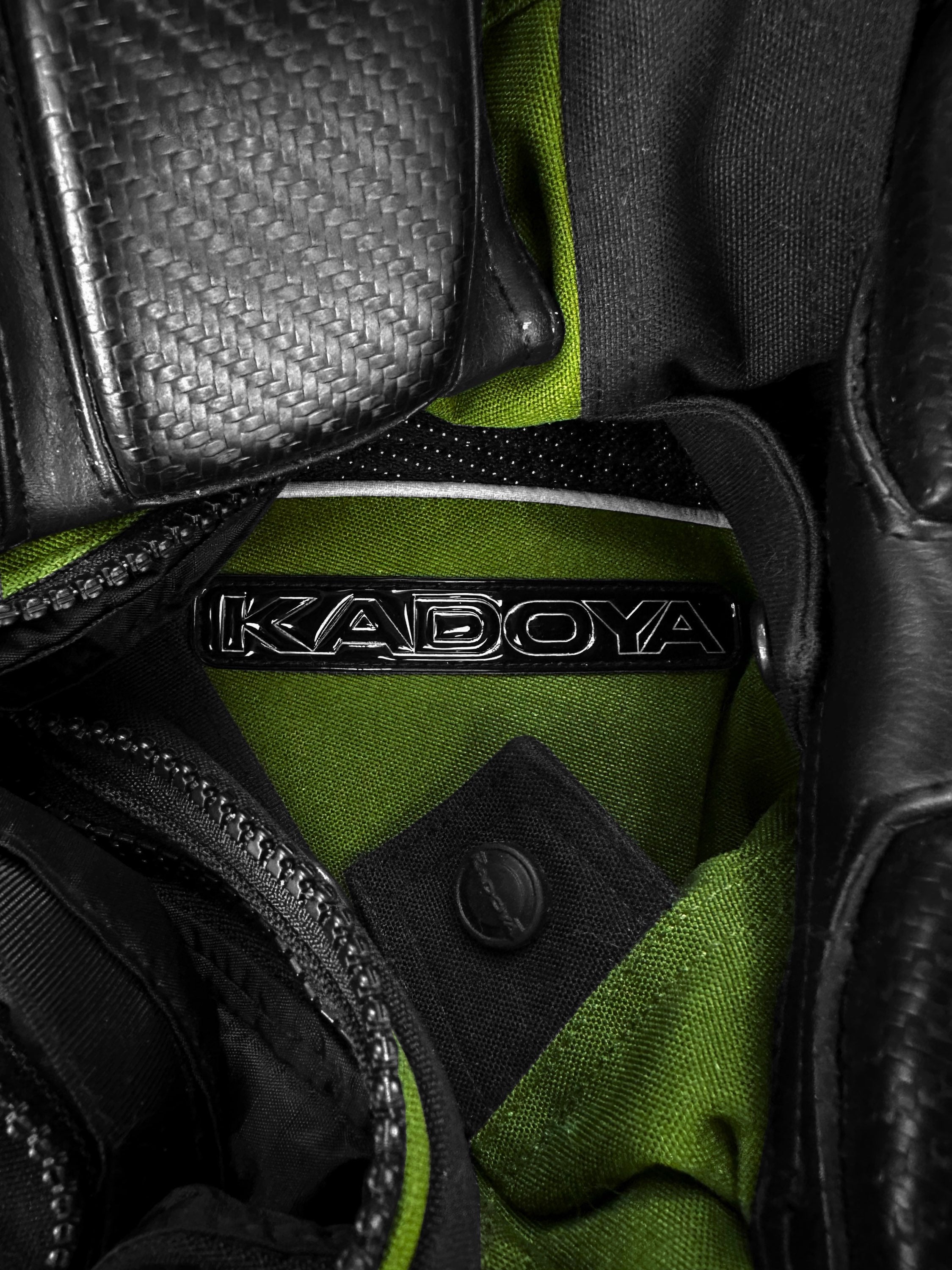 90s Kadoya ‘Support’ Armoured PVC Leather Olive Biker Jacket