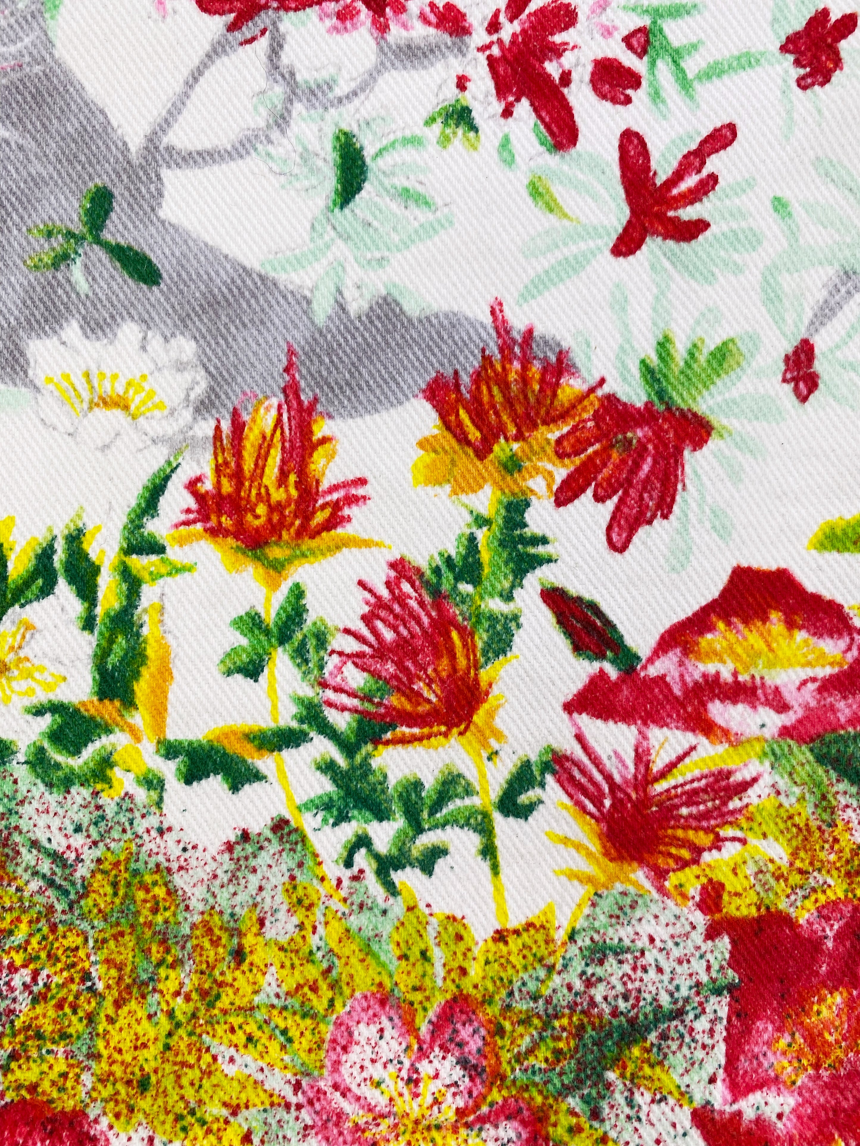 SS05 Helmut Lang Swiss Floral Print Flared Denim
