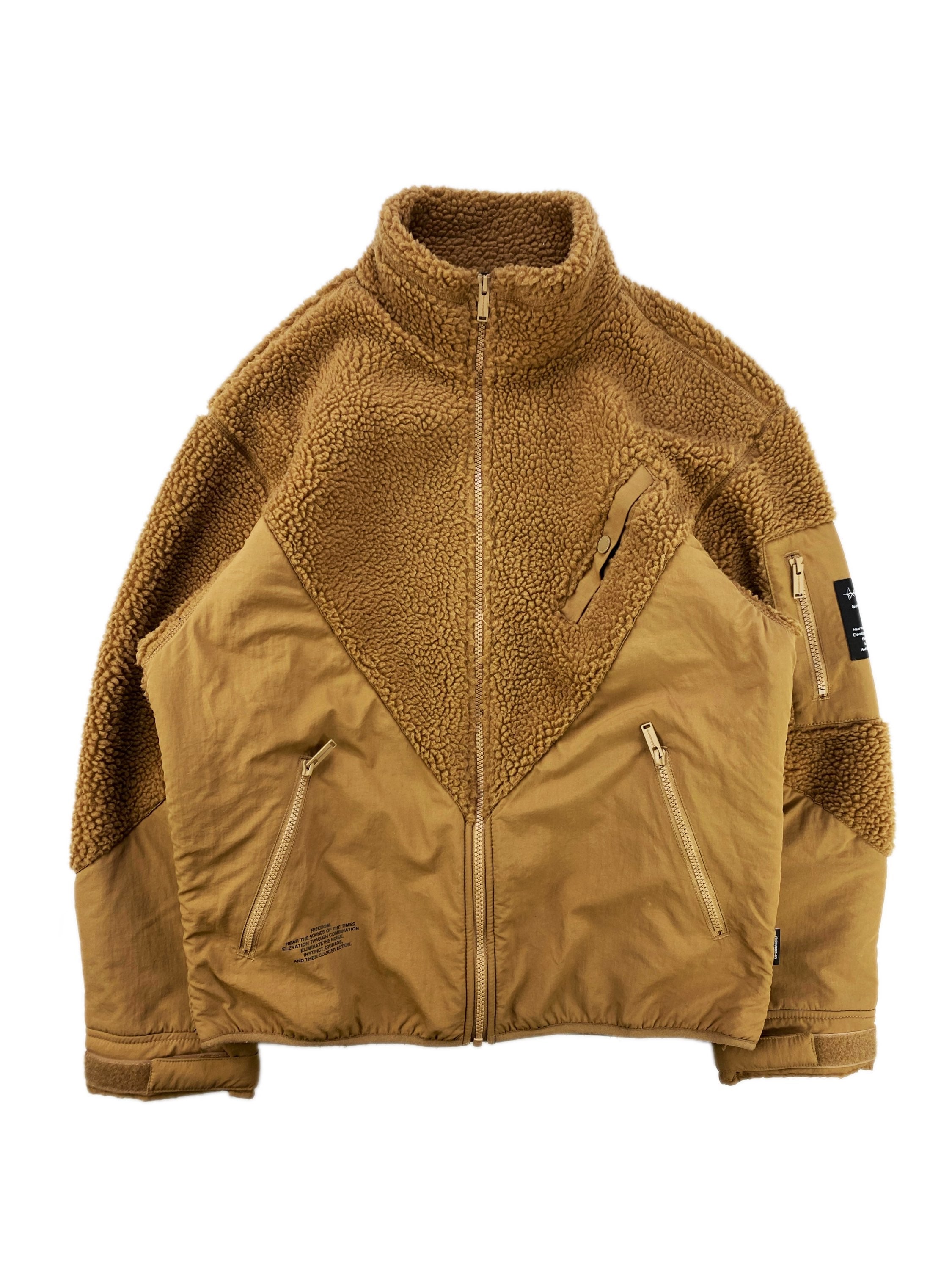Undercover Two Tone Oversized Tan Full-zip Fleece Jacket