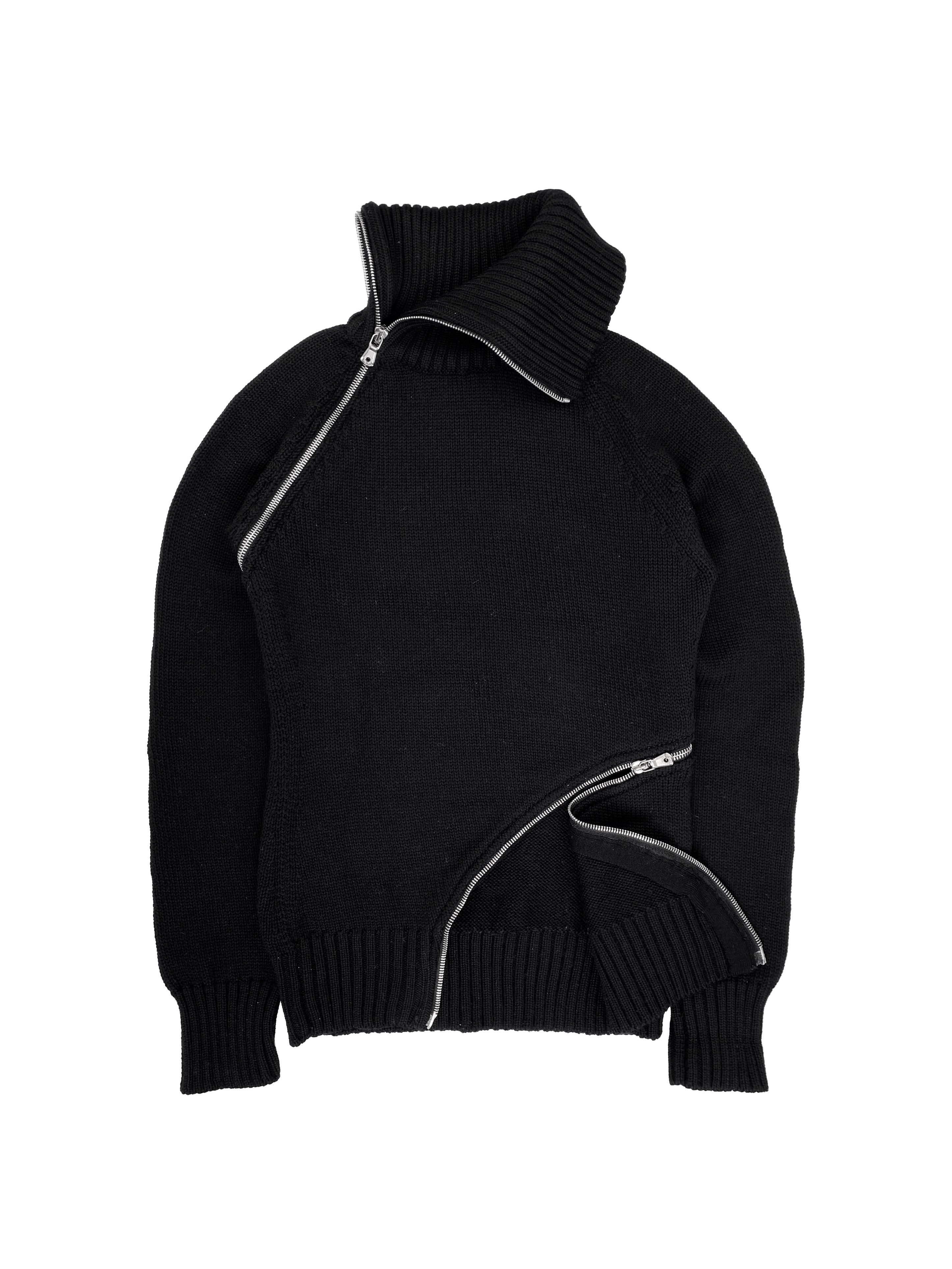 AW03 Dolce & Gabbana Spiral Zip Heavy Weave Knitted Turtleneck