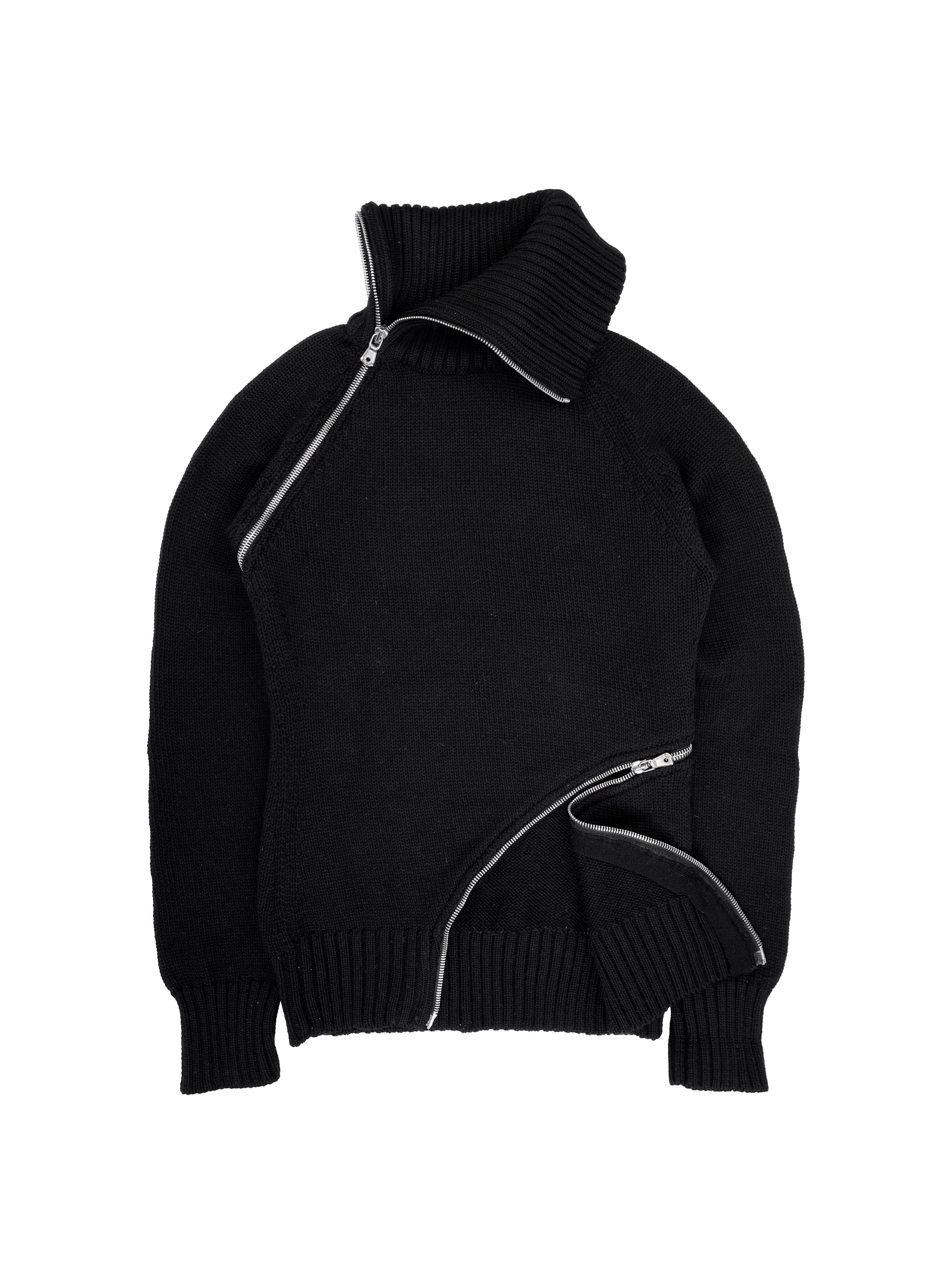 AW03 Dolce &amp; Gabbana Spiral Zip Heavy Weave Knitted Turtleneck