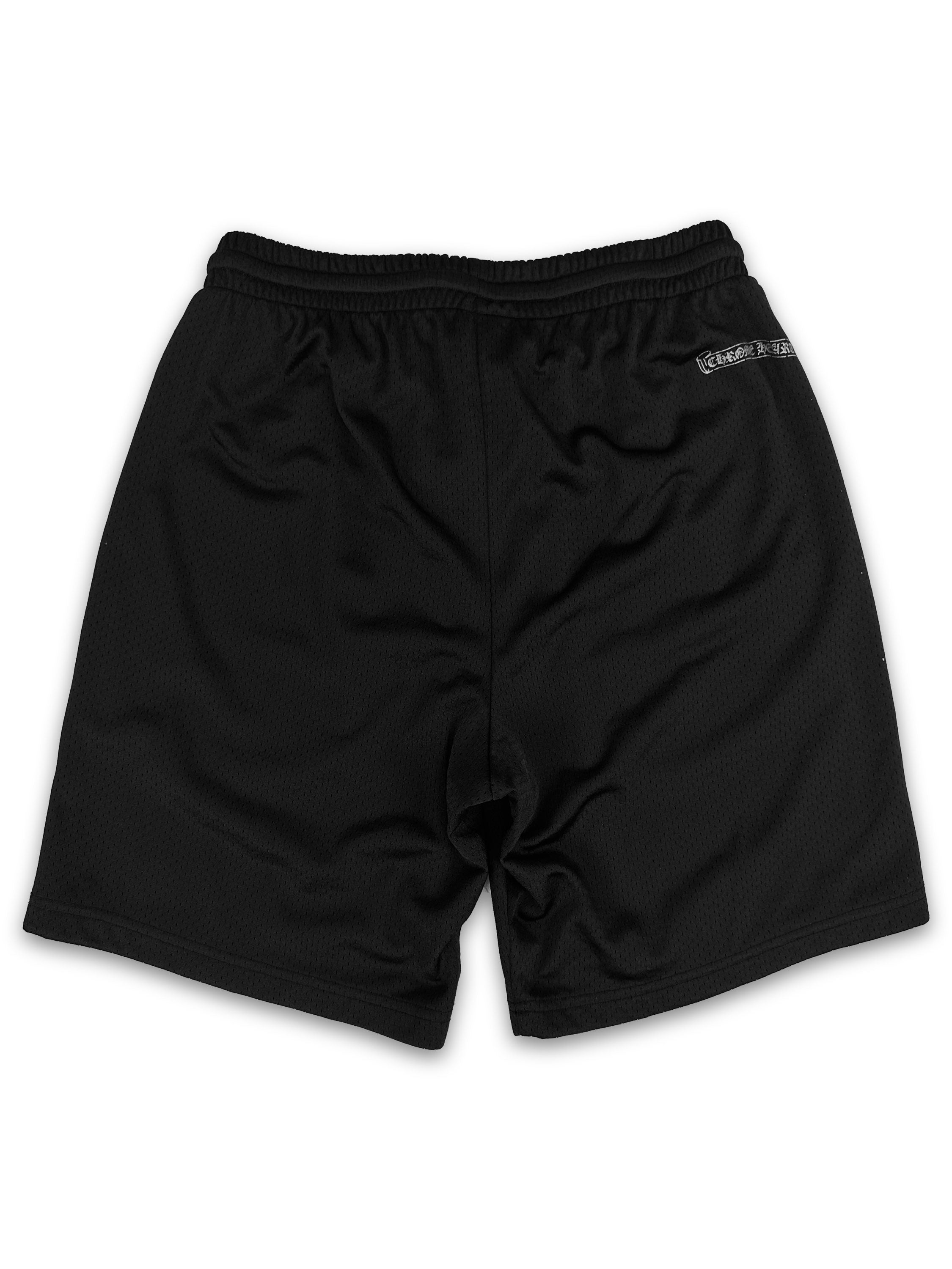 Chrome Hearts ‘CH’ Logo Black Mesh Horseshoe Patch Shorts