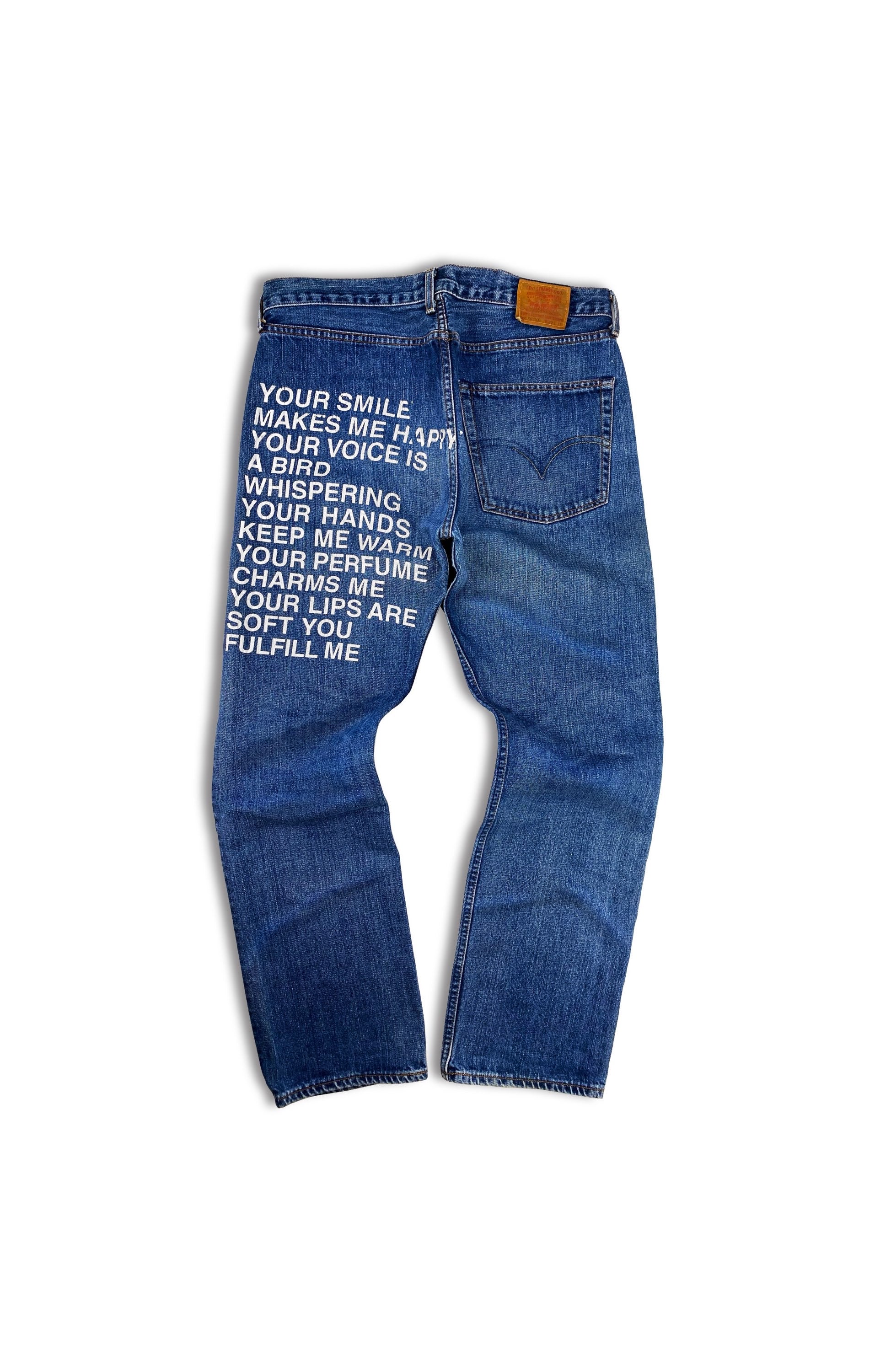 SS02 Junya Watanabe ‘Fulfill Me’ Poem Indigo Full Print Denim