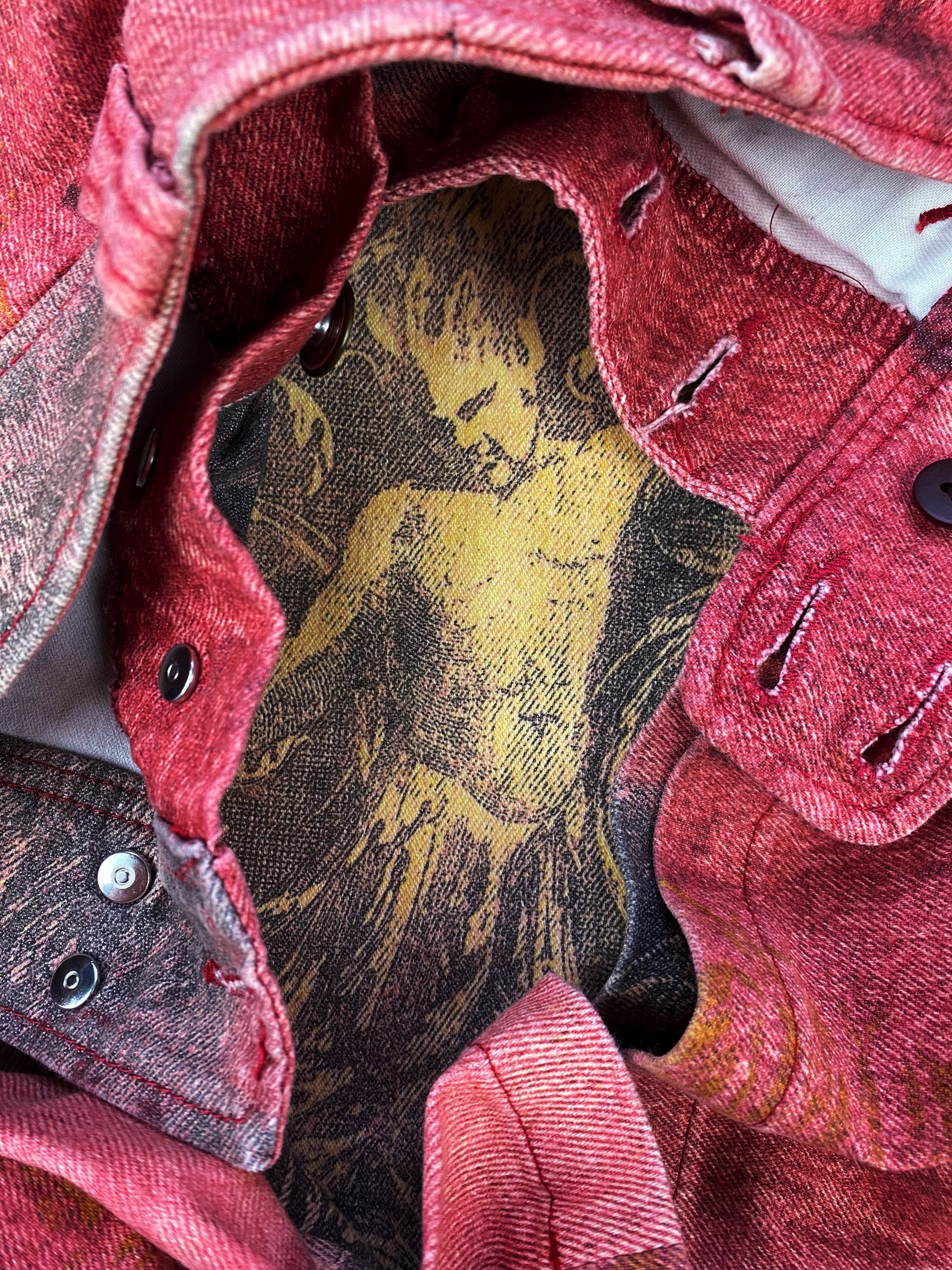 00s Tornado Mart ‘Enchanted Woods’ Flared Pink Distressed Jeans