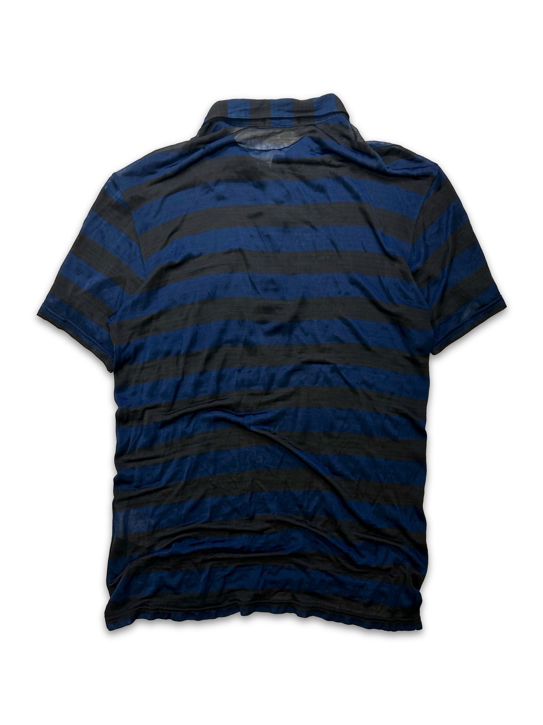 SS99 Helmut Lang ‘Prisoner’ Striped Mesh Polo Collared Shirt
