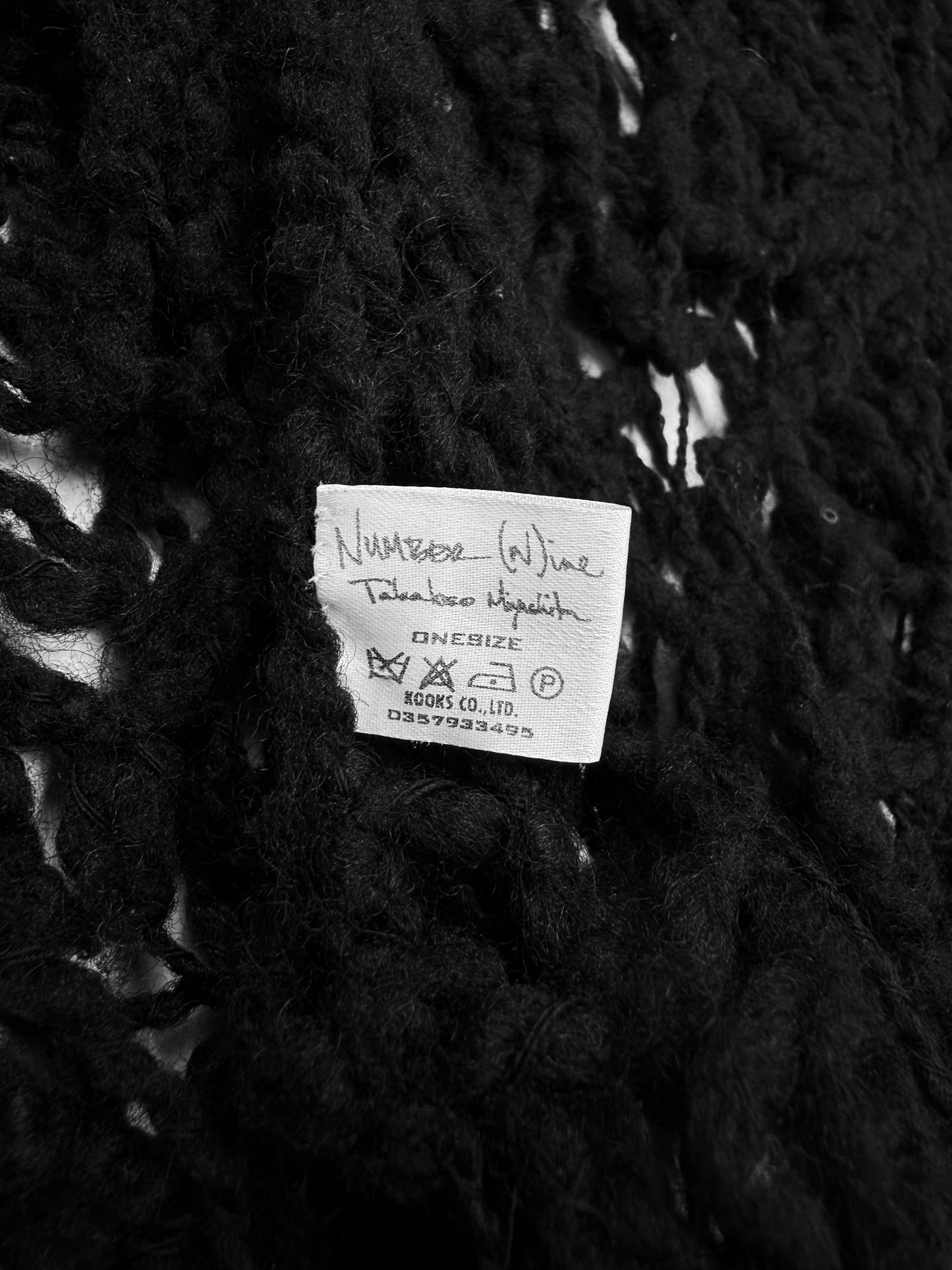 SS05 Number (N)ine ‘Nightcrawler’ Spiderweb Black Wool Knit Sweater