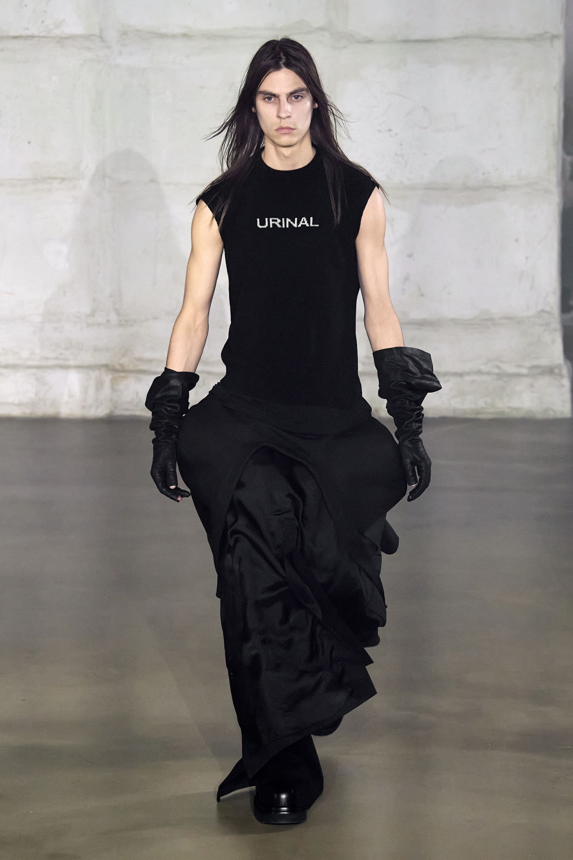 AW22 Rick Owens ‘Urinal’ Rotten Crew Black Knitted Tank-top