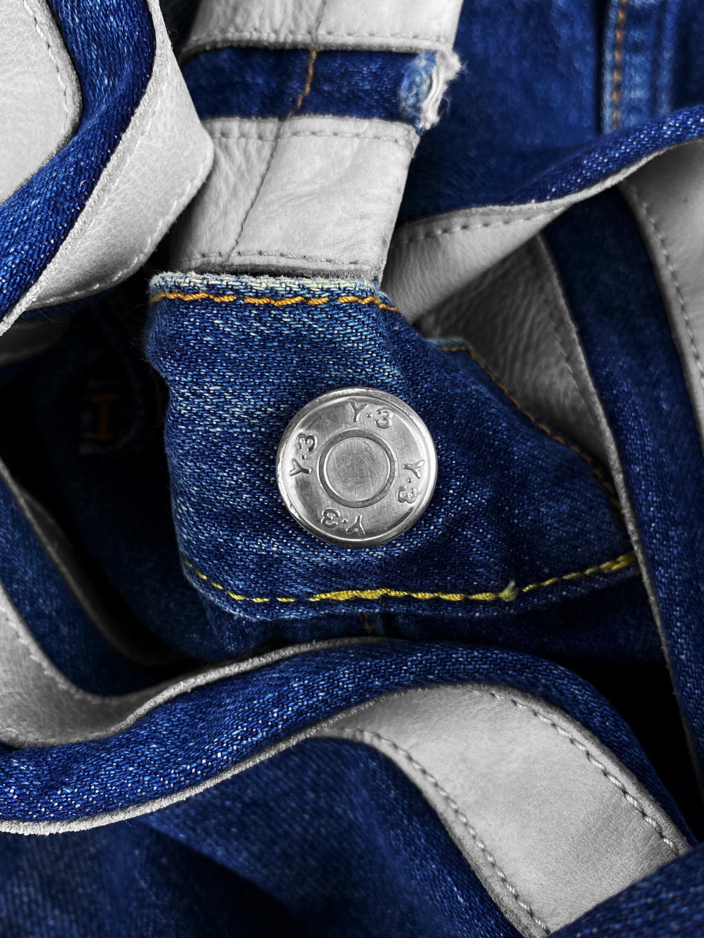 SS05 Yohji Yamamoto Y-3 X Adidas ‘Three Stripe’ Leather Denim