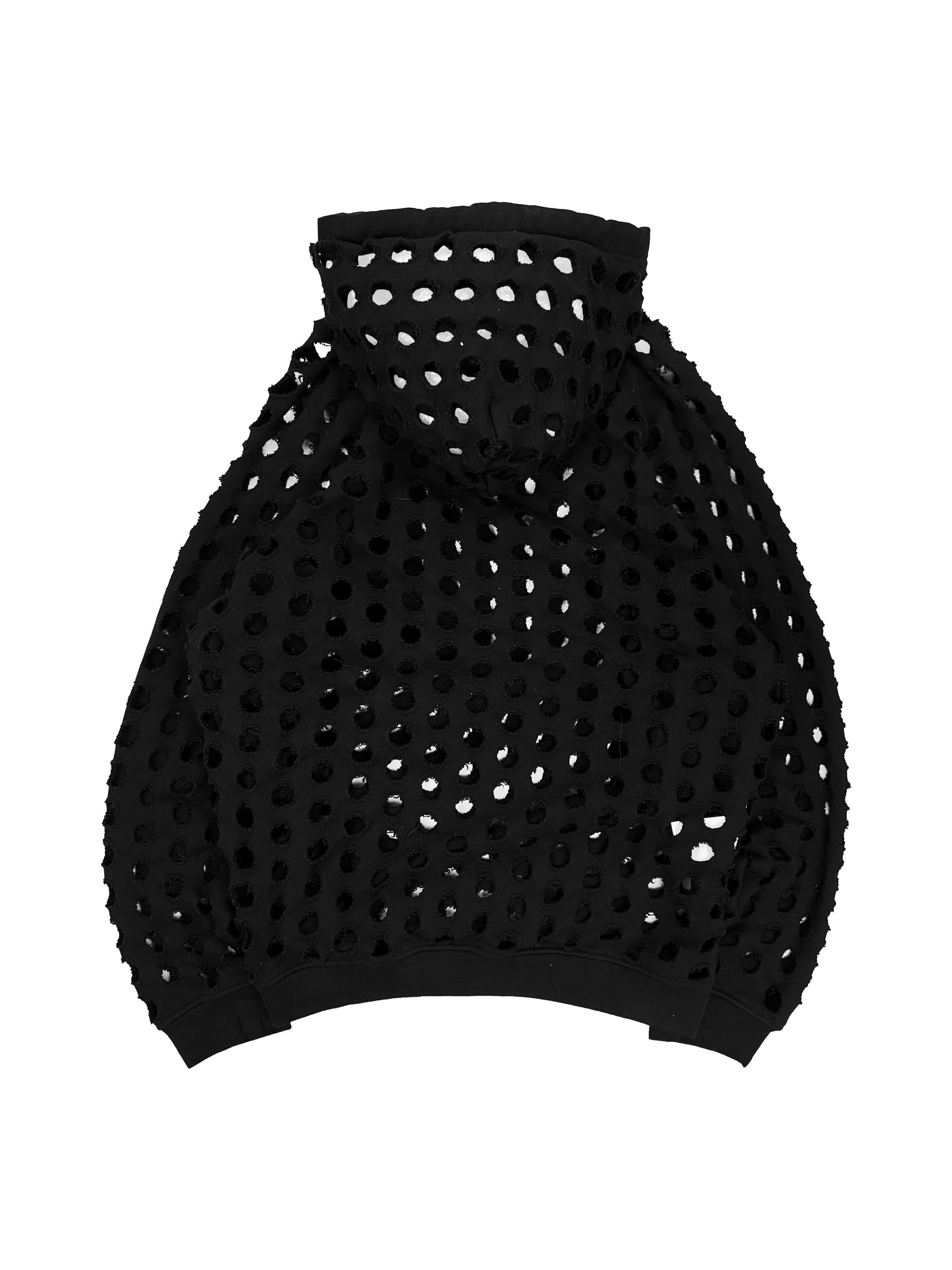 AW20 Maison Margiela ‘Hole Punch’ Black Cut Out Hoodie