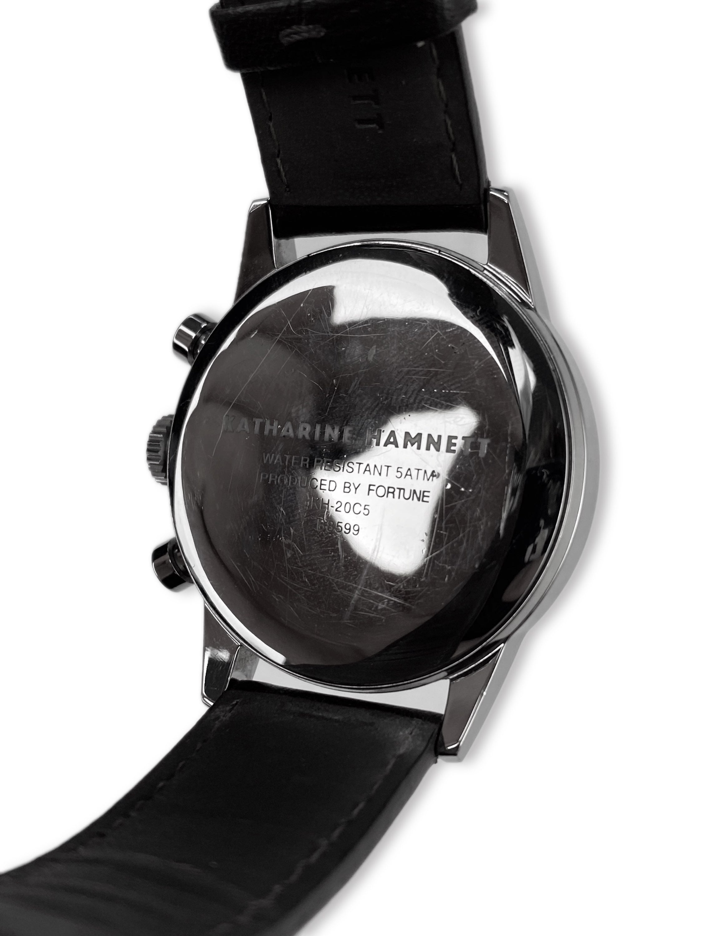 Katharine Hamnett Chronograph Black Leather Watch