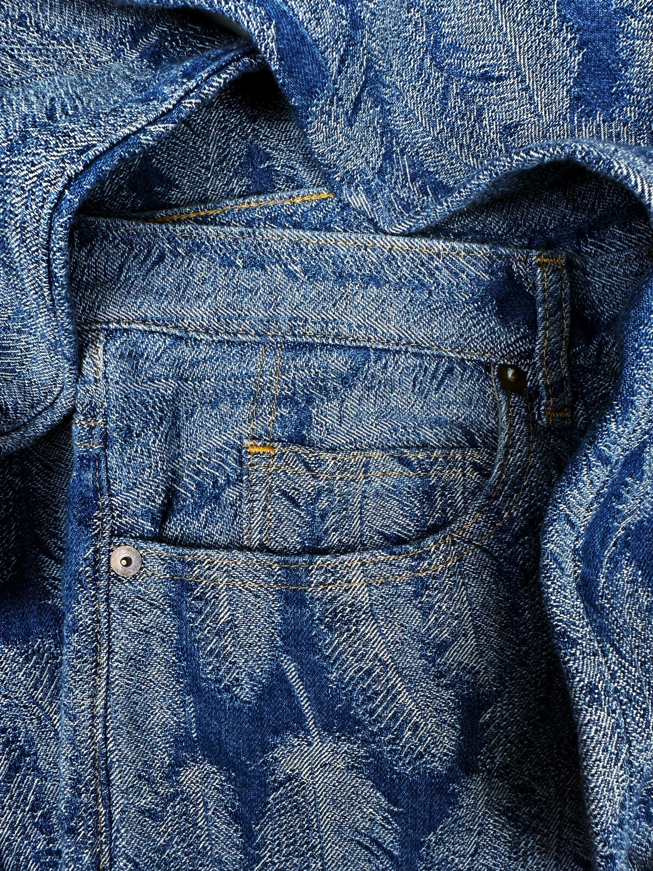 SS24 Kapital ‘Magpie’ 14oz Feather Jacquard Weave Flared Denim