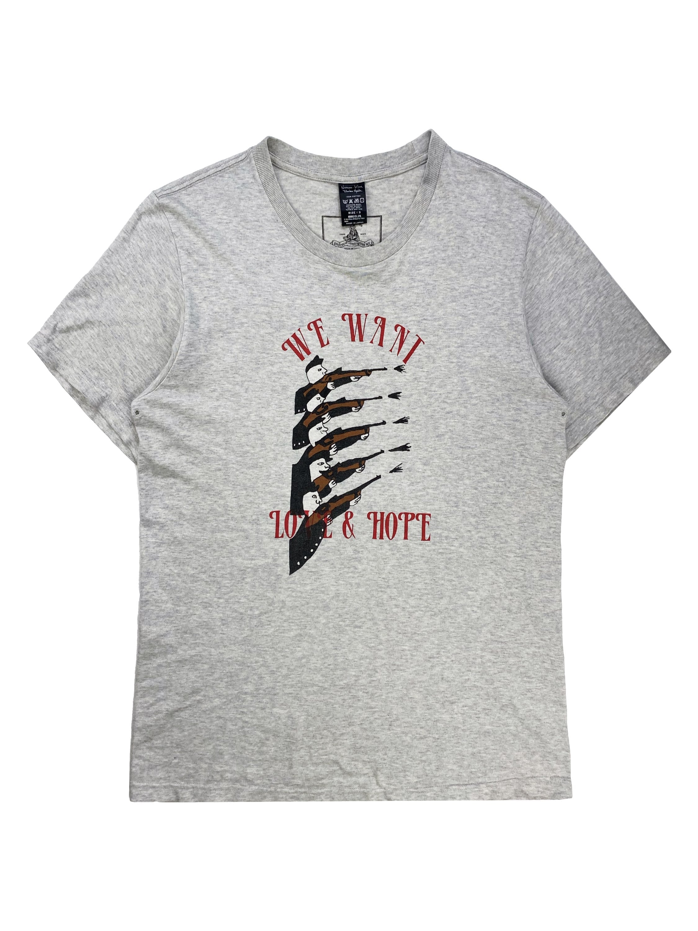 Number (N)ine ‘Love & Hope’ Gun Graphic Heather Grey T-Shirt
