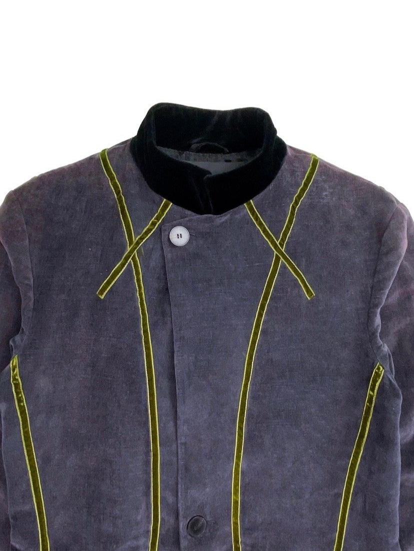 Haider Ackermann Velour Trim Contrast Stitch Plum Blazer