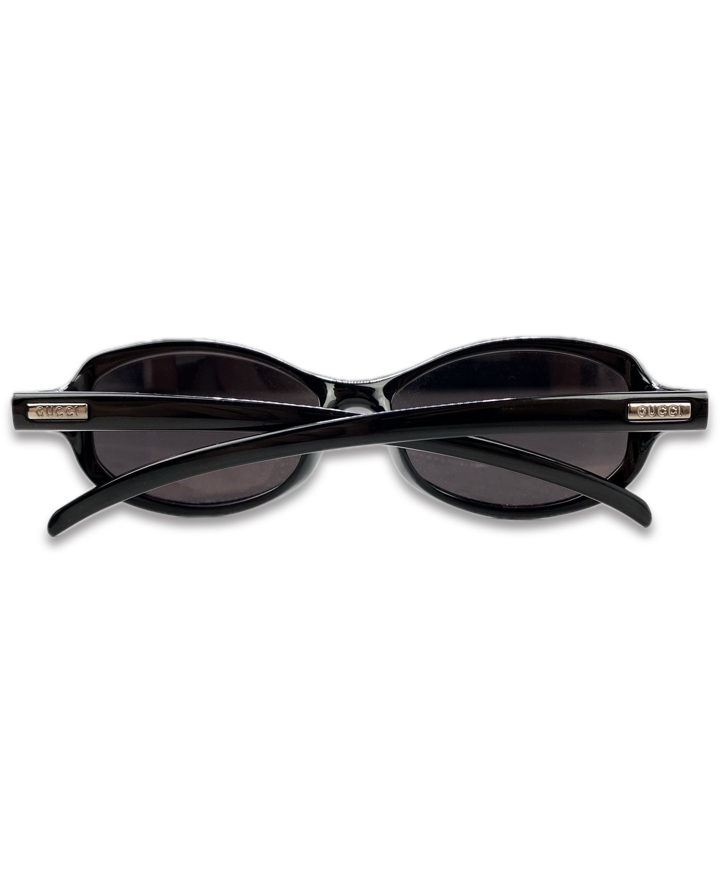 Gucci Dark Tint Metallic Glossy Slim Frame Etched Sunglasses