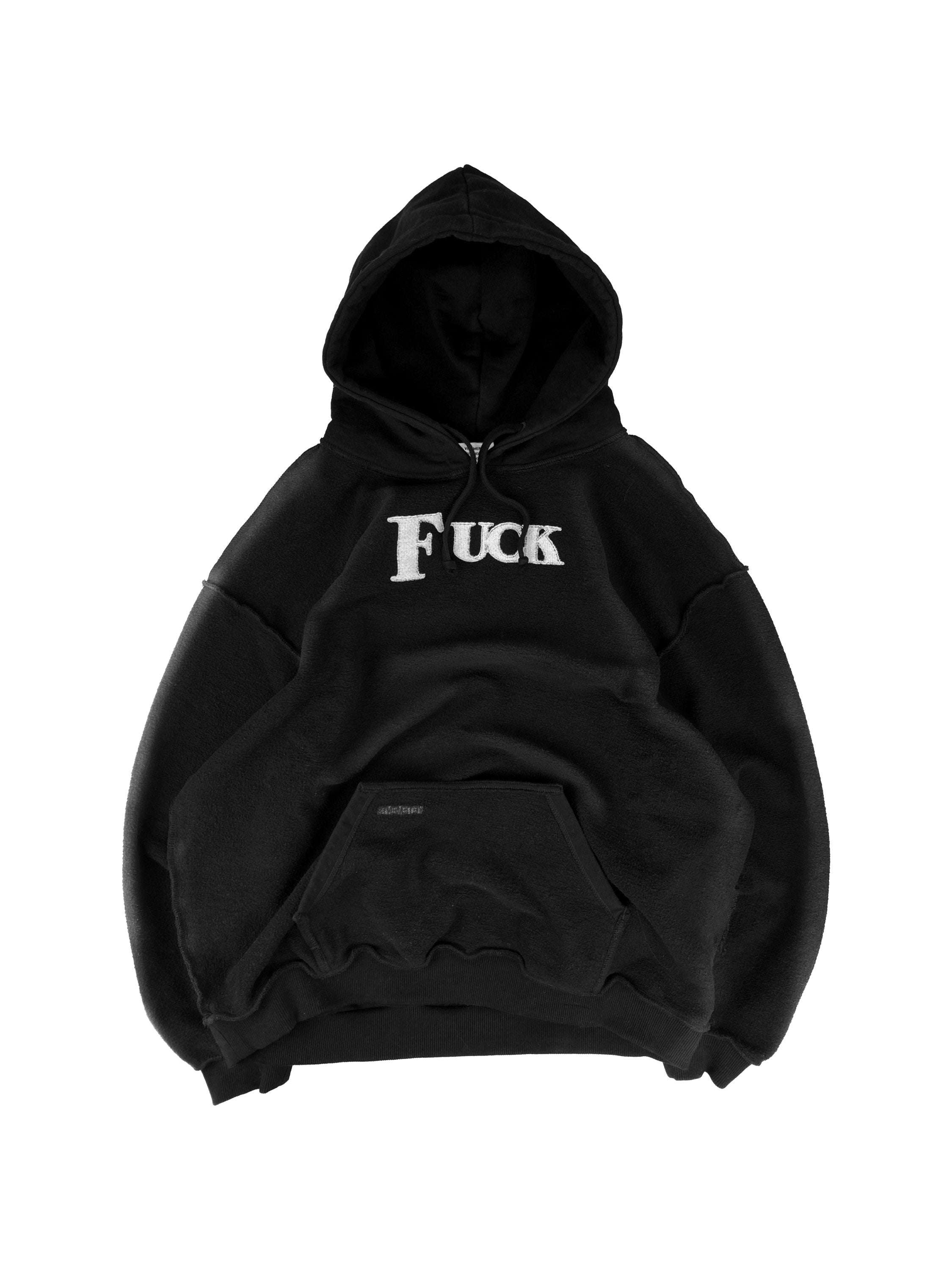 AW19 Vetements ‘Fuck’ Inside Out Patched Oversized Hoodie