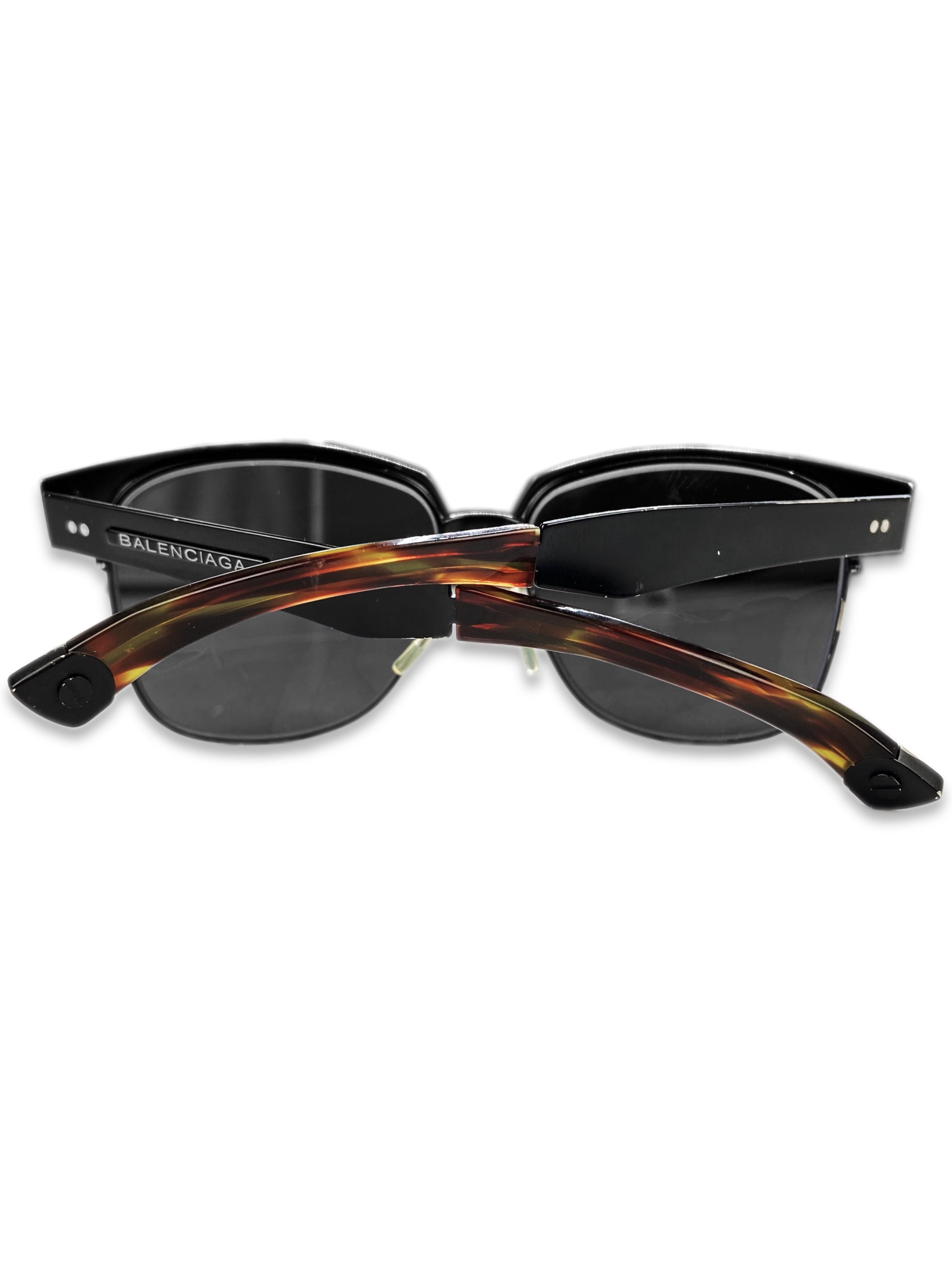 Balenciaga Black Tint Metallic Ombré Clubmaster Sunglasses