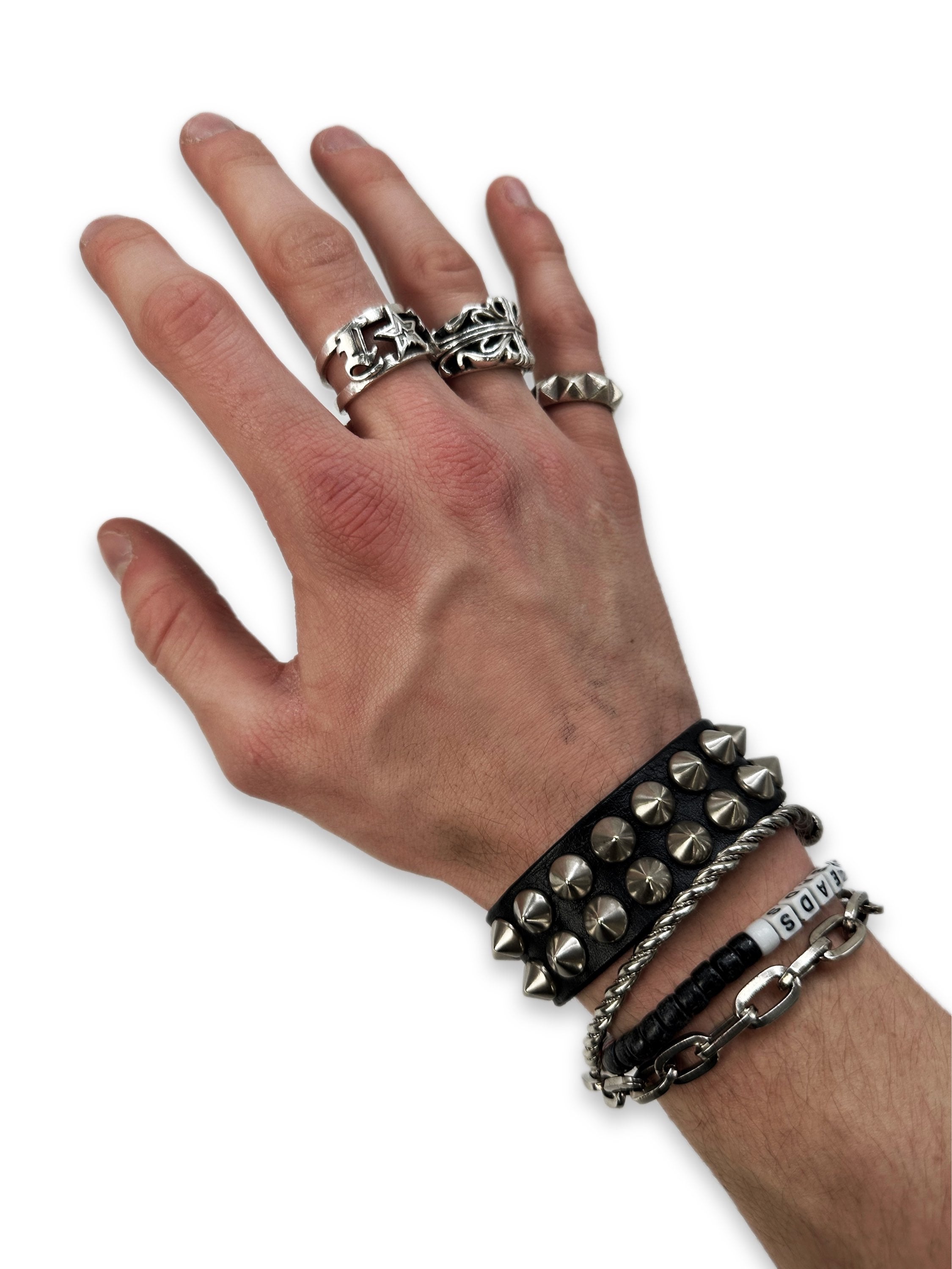 00s Hysteric Glamour ‘Studded’ Silver Etched Ring