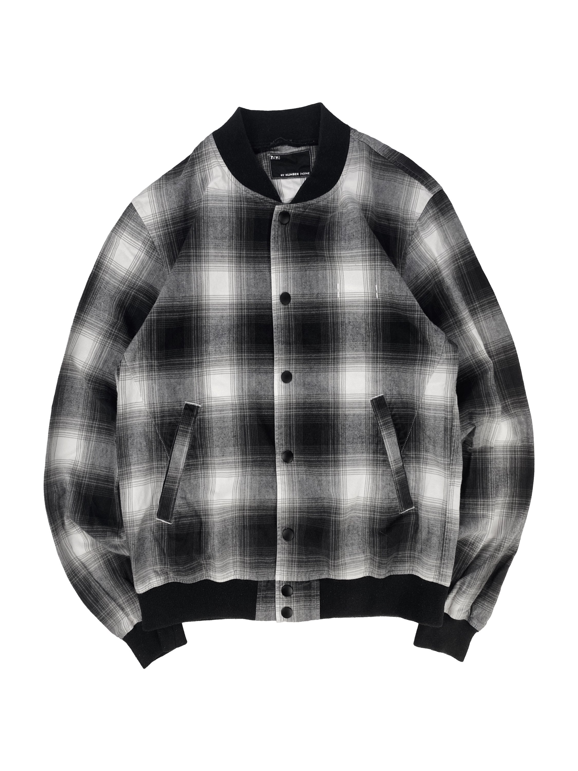 Number (N)ine Shadow Flannel Black Checkered Bomber Jacket