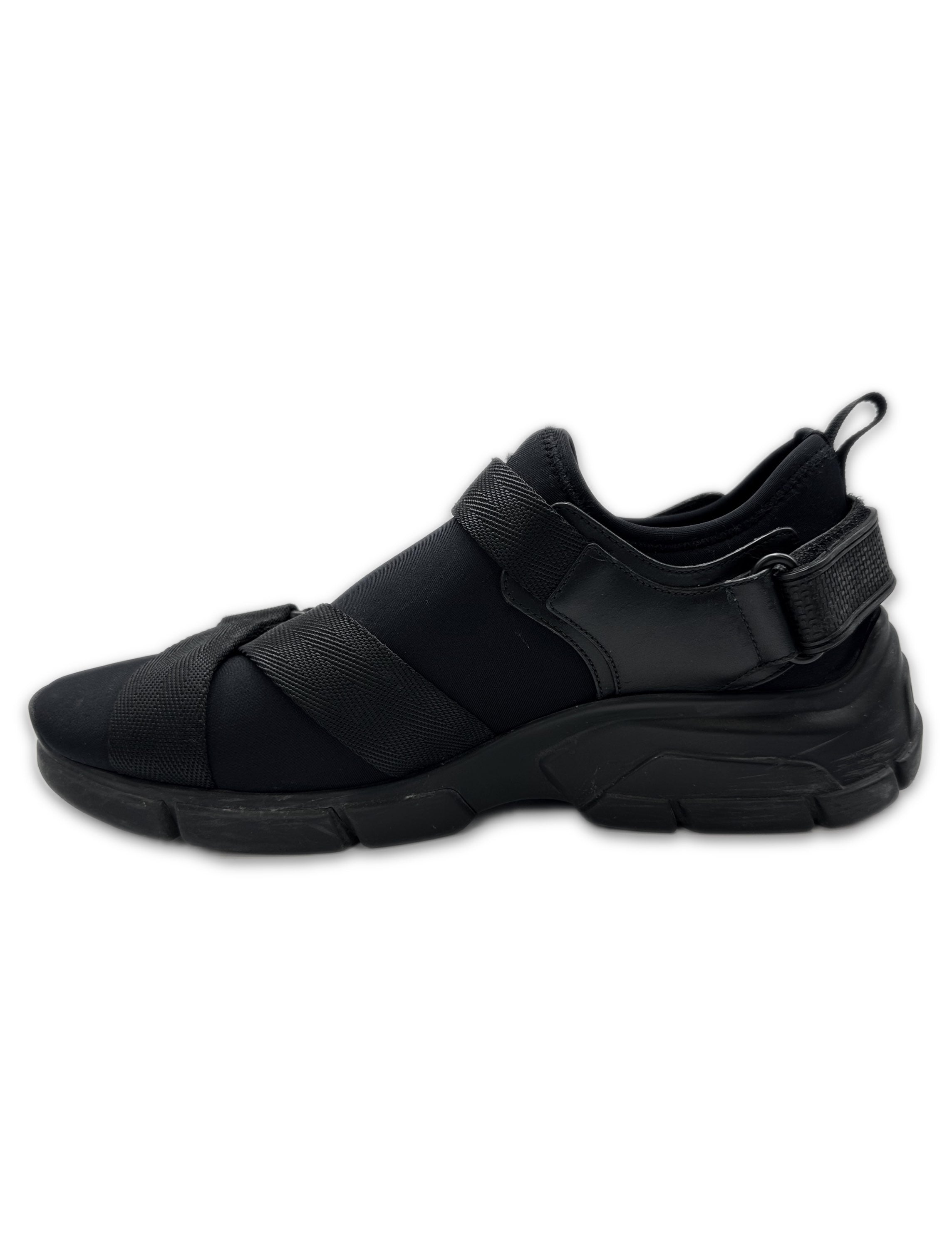 Prada ‘Buckle’ Neoprene Black Strap Low-top Sneakers
