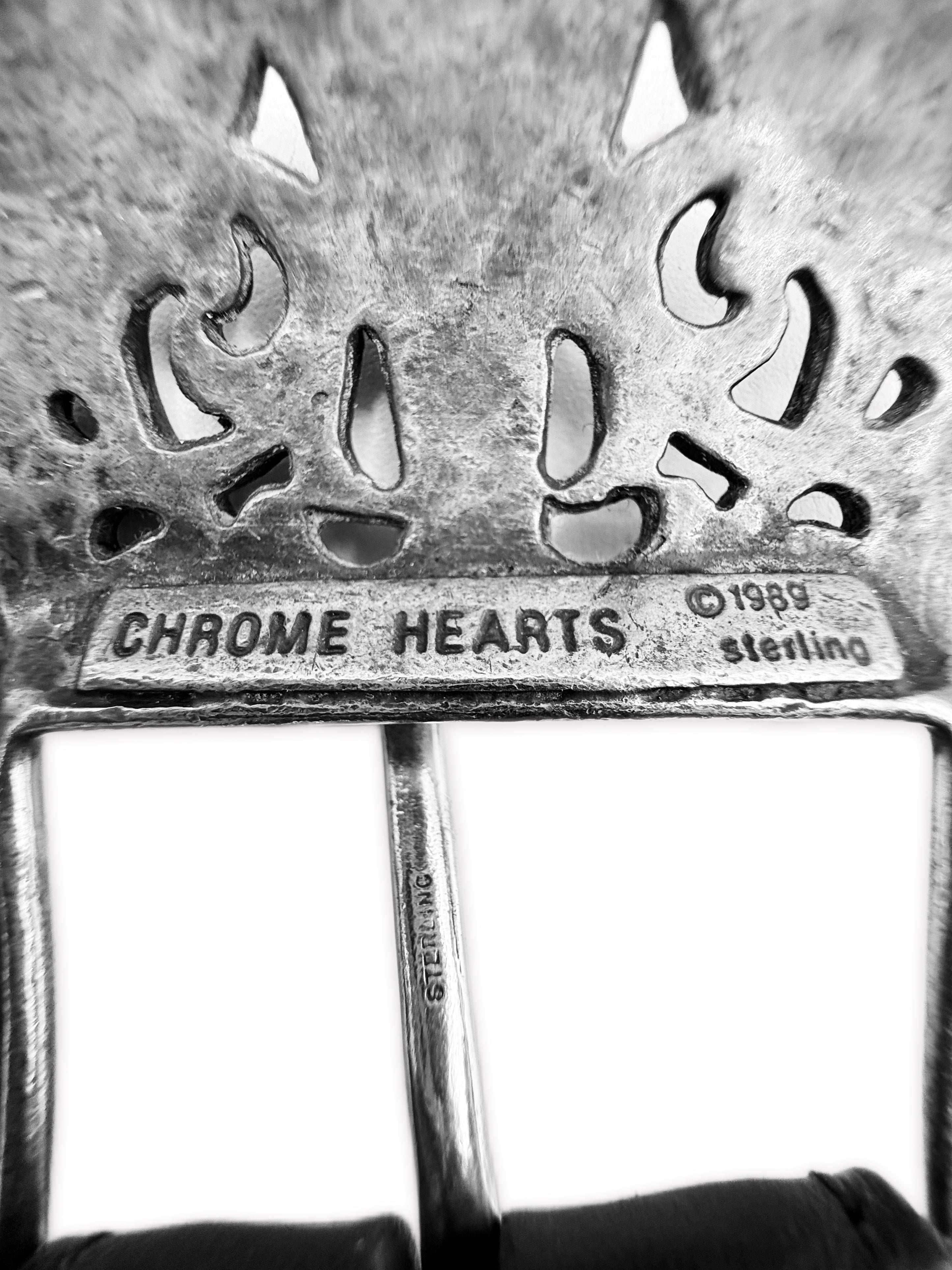 Chrome Hearts 3 Piece Western Black Leather .925 Silver Belt
