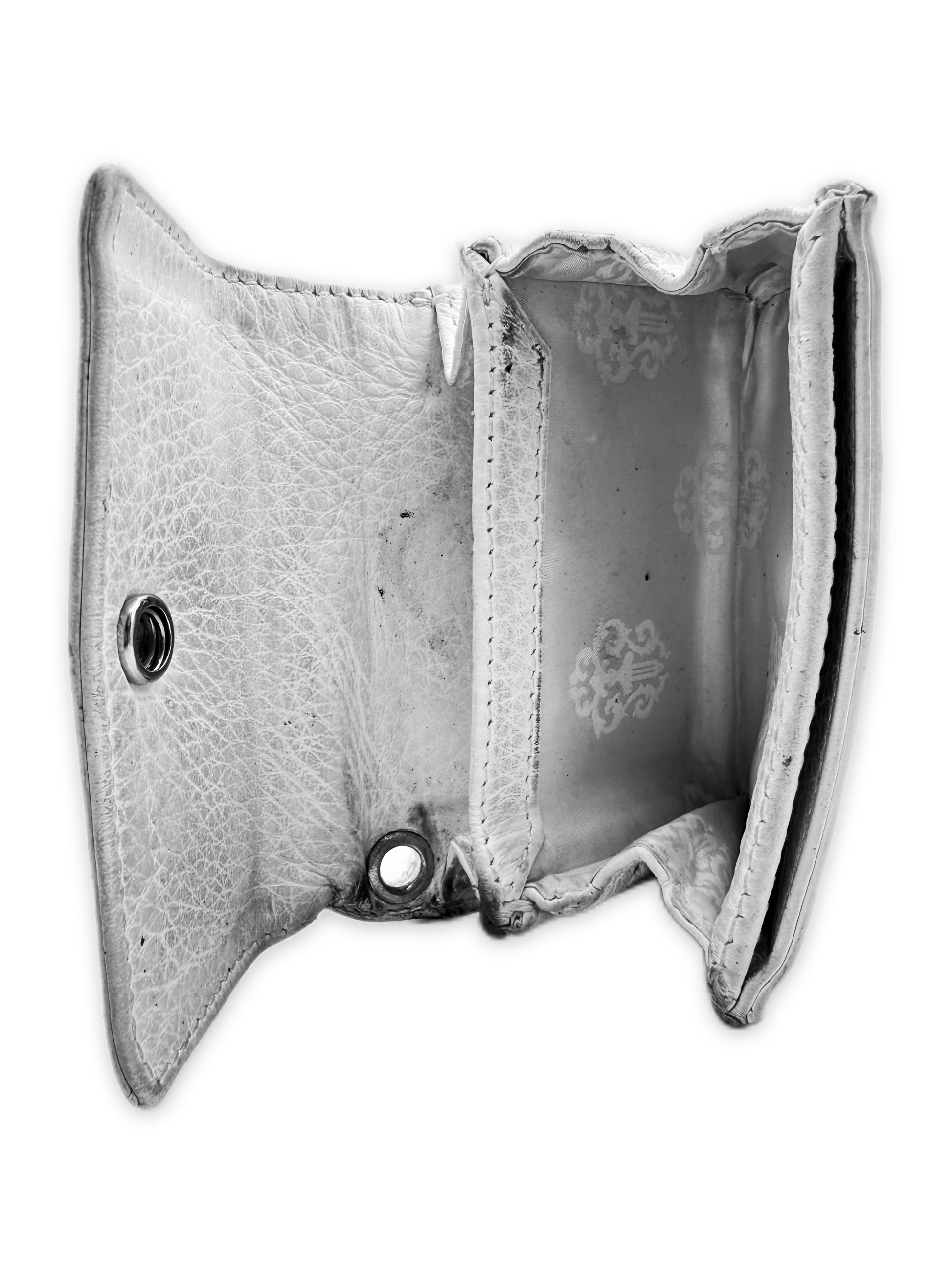 Chrome Hearts White Rhodium Tiny Plus Leather Bifold Wallet
