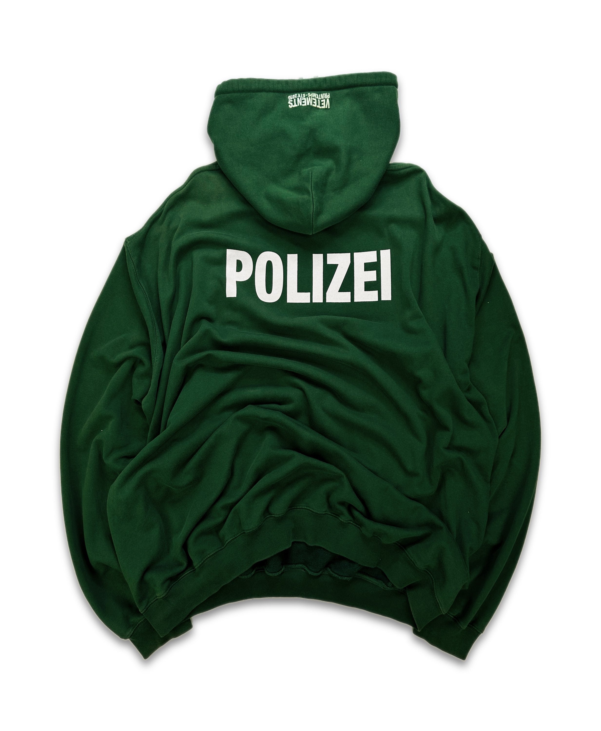 SS16 Vêtements Homme ‘Polizei’ Oversized Pine Green Slogan Hoodie