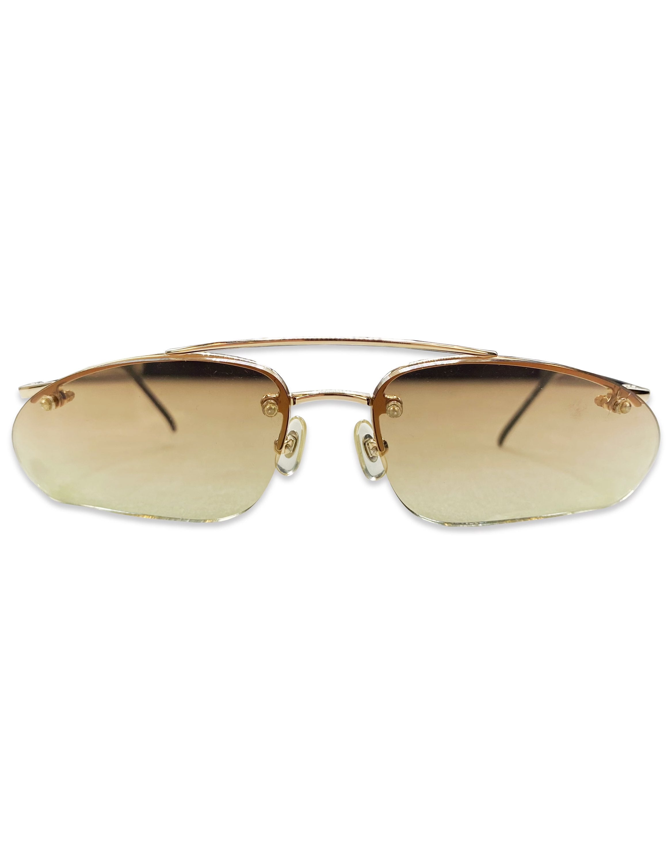 Alexander McQueen Eye Slit Warm Tint Metallic Sunglasses