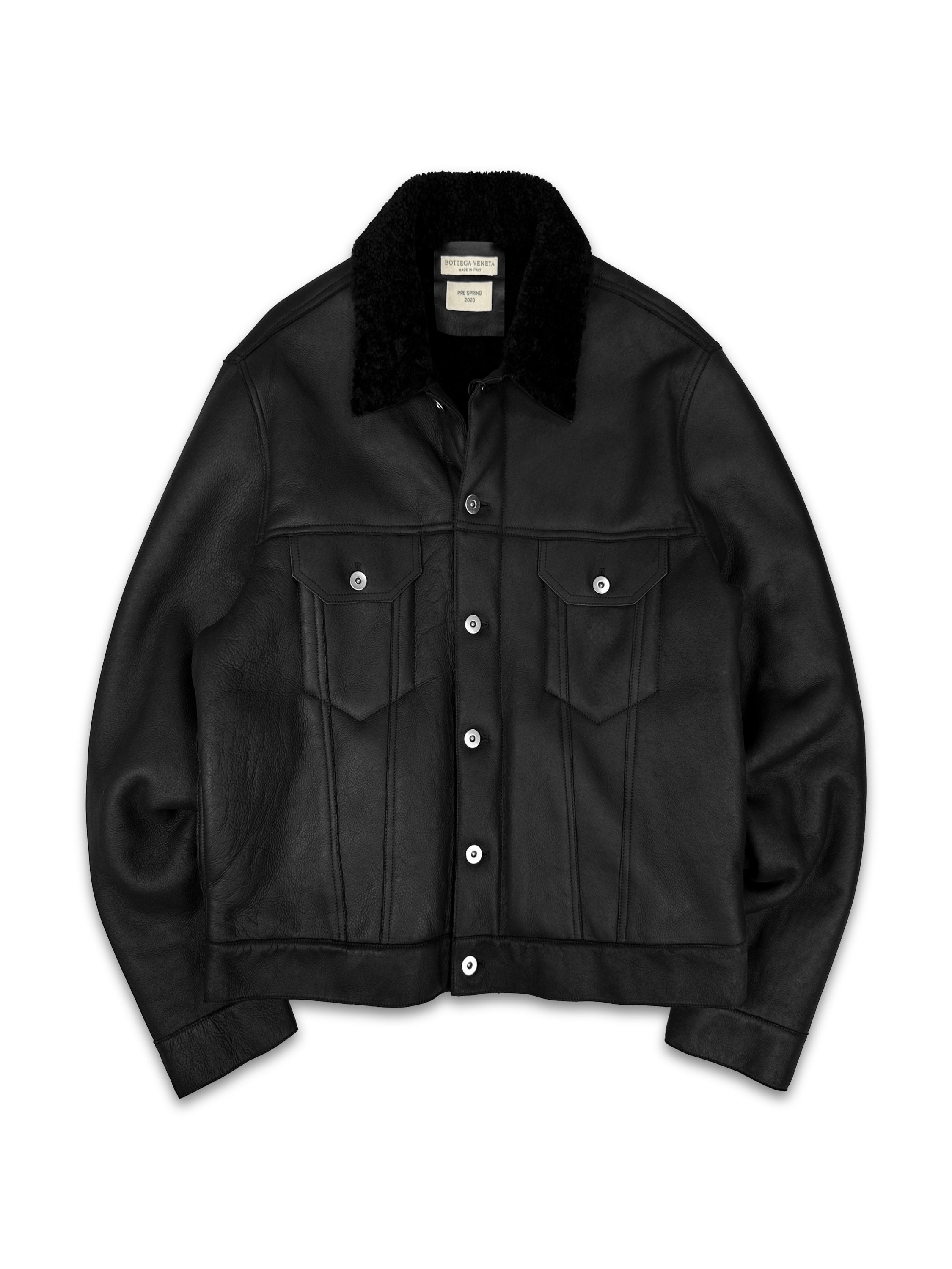Bottega Veneta Curly Dense Black Shearling Leather Jacket