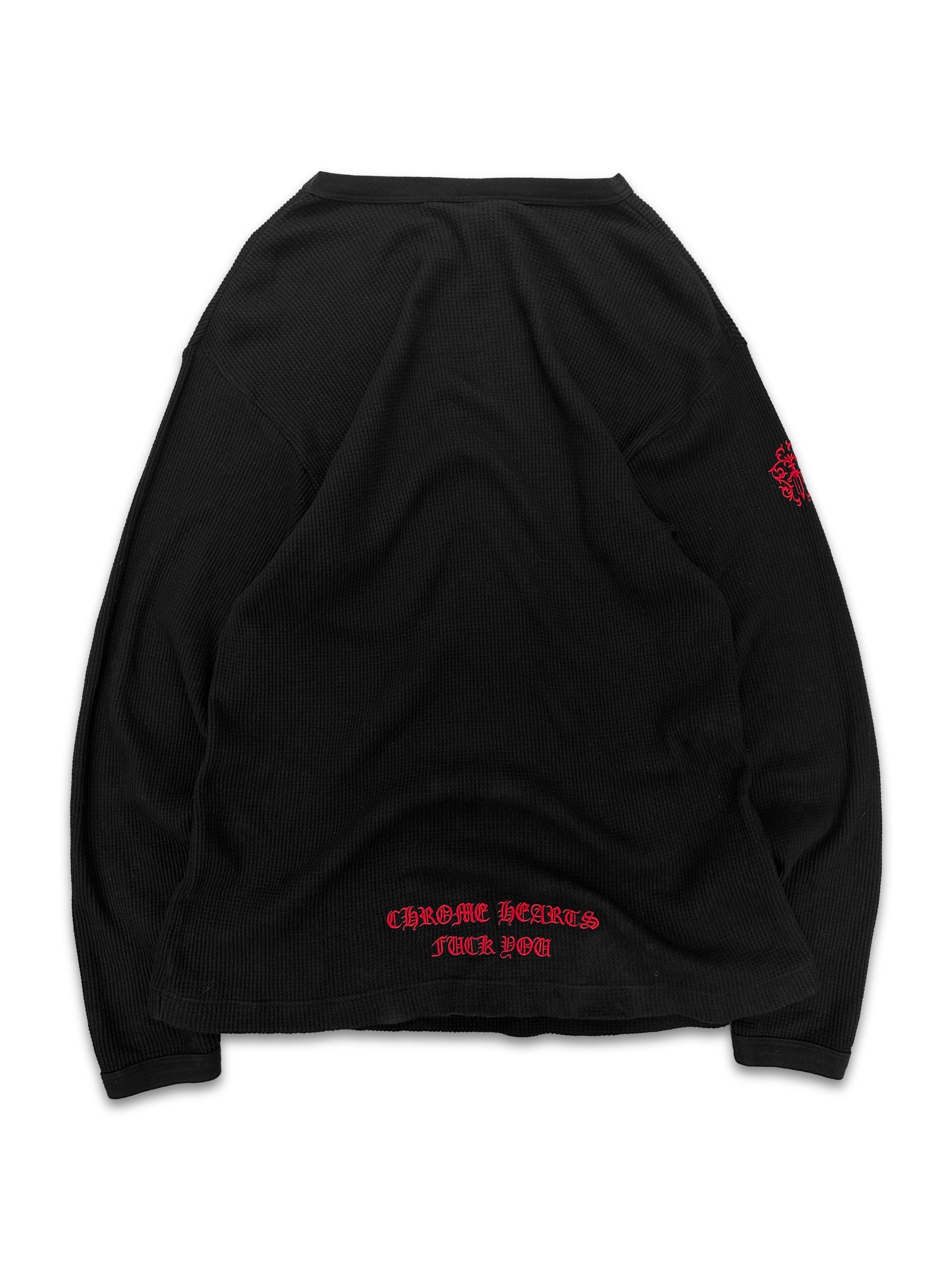 90s Chrome Hearts ‘Fuck You’ Embroidered Dagger Waffle Long Sleeve