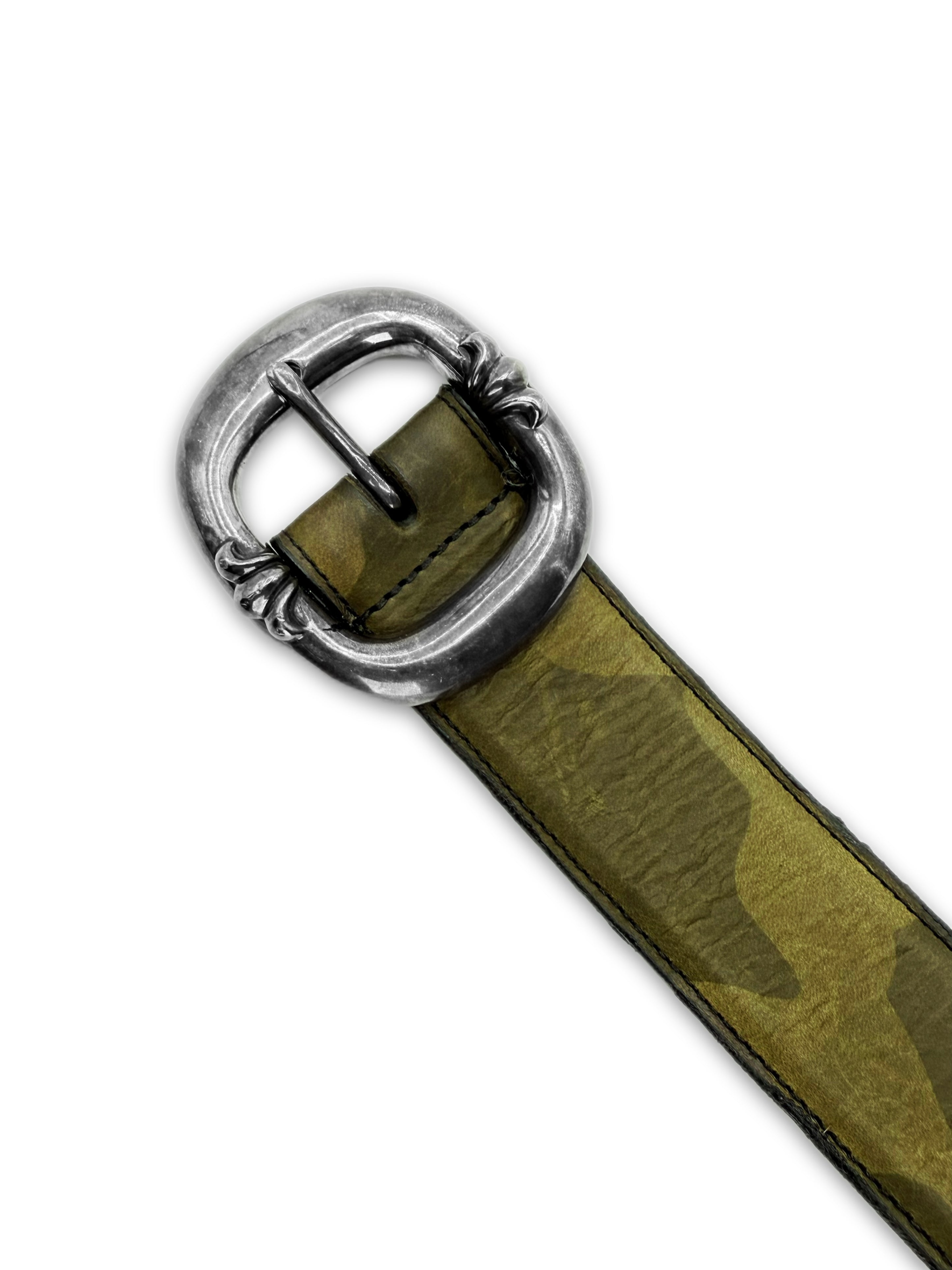 Chrome Hearts Green Camouflage Leather ‘Gunslinger’ .925 Silver Belt