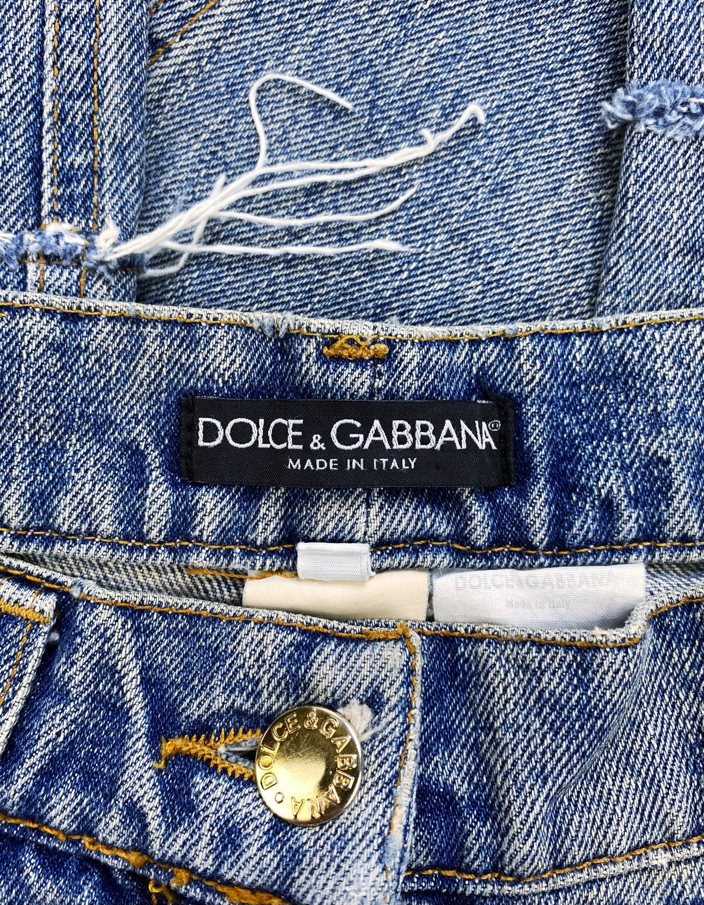 Dolce & Gabbana Light Wash Distressed Reworked Denim Jeans