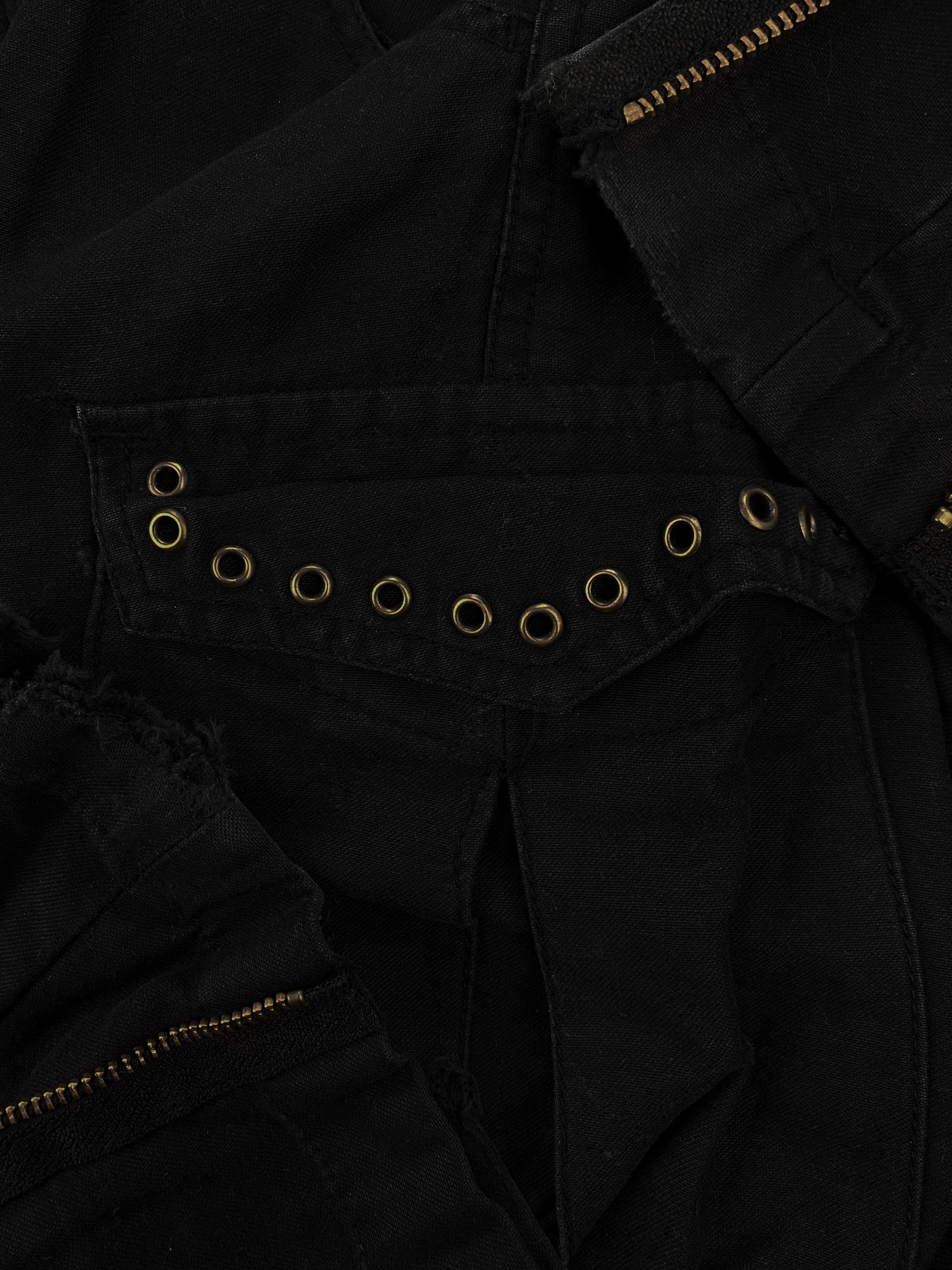 90’s Katharine Hammett Black Flared Metallic Cargo Pants