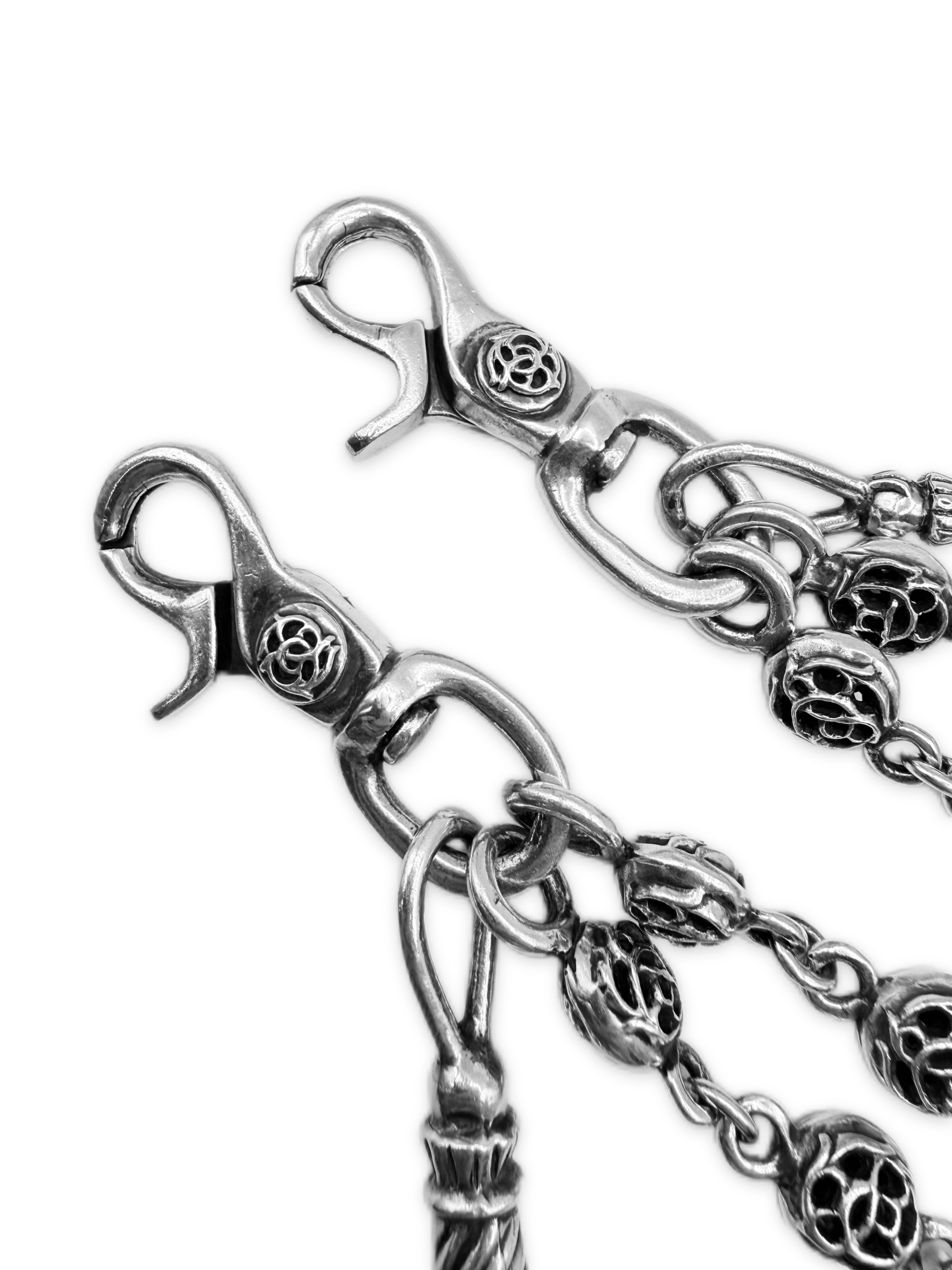 Chrome Hearts Double Floral Scroll Pendant Lobster Clasp Wallet Chain