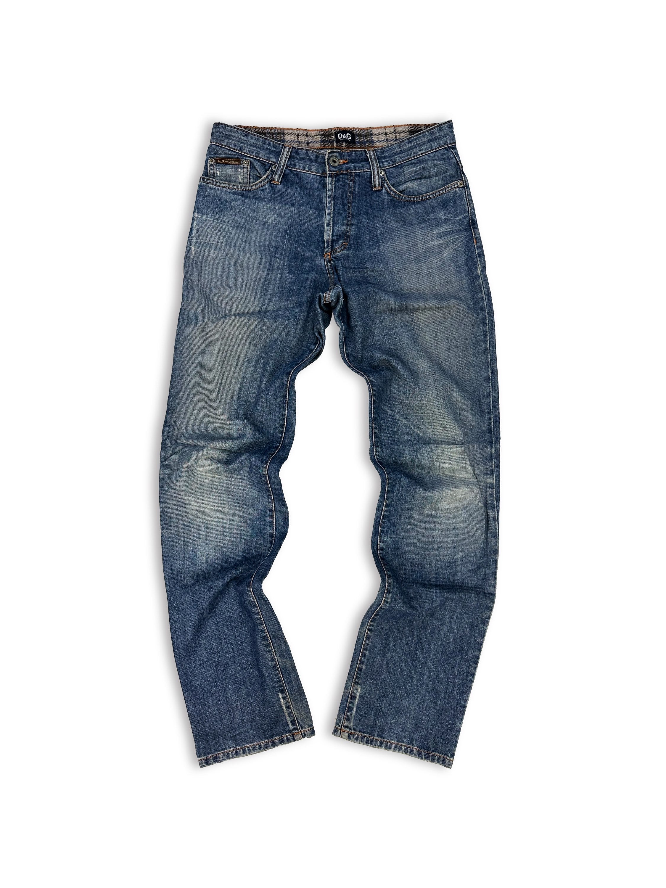 00s Dolce &amp; Gabbana Blue Wash Graffiti Logo Denim