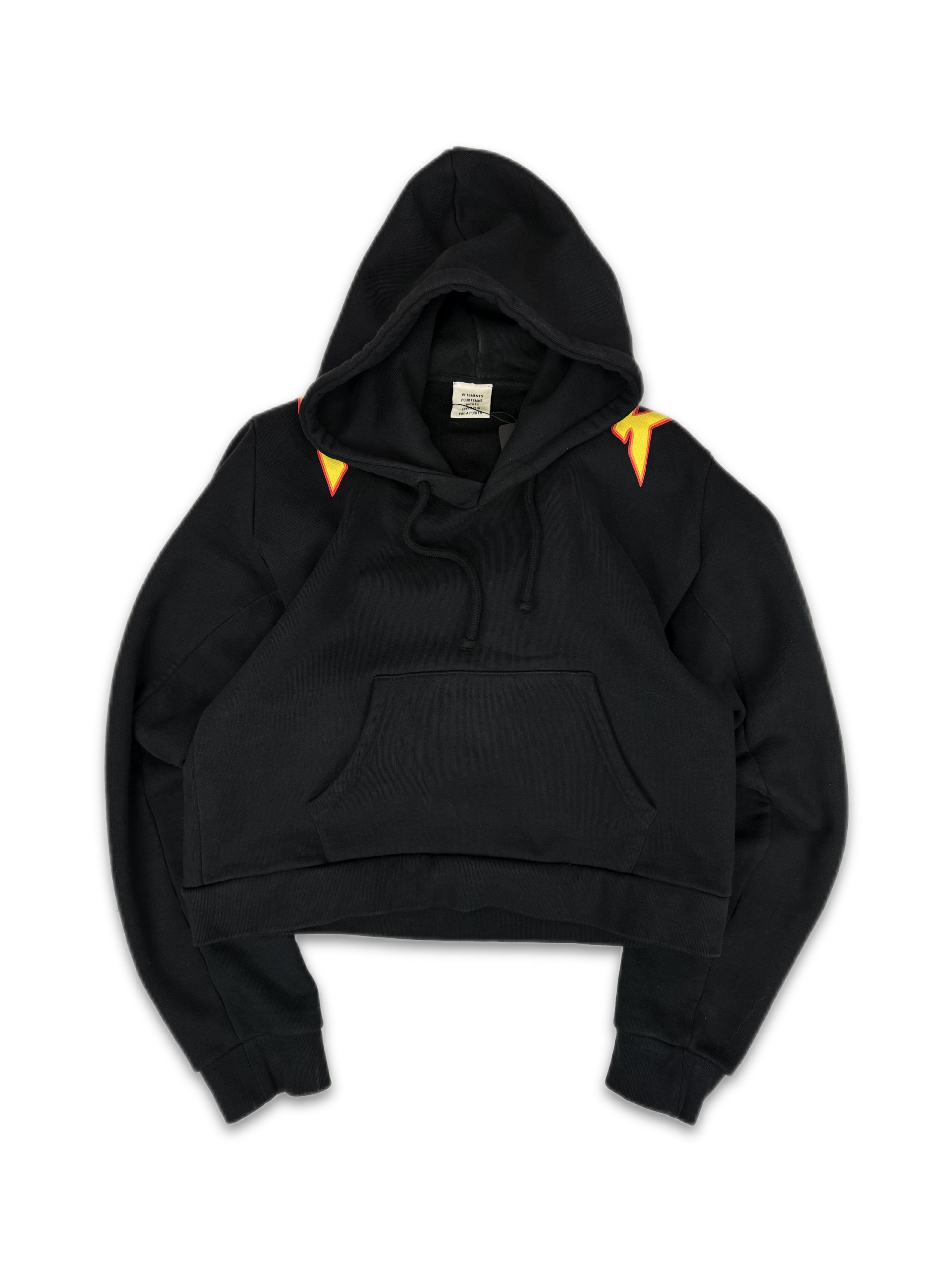 AW16 Vetements ‘Thrasher’ Flame Logo Black Cropped Hoodie