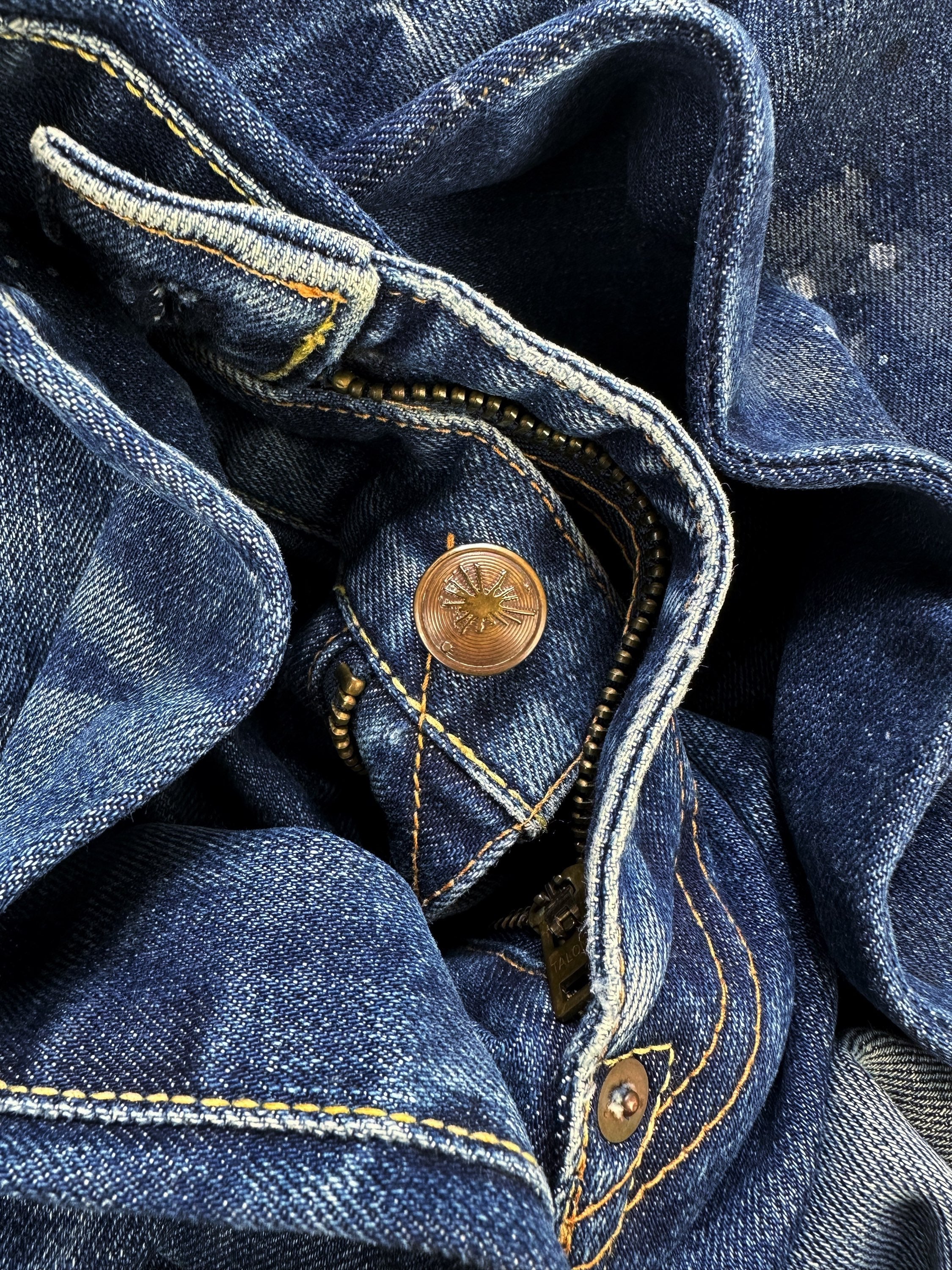Mihara Yasuhiro Paint Splatter Distressed Indigo Denim