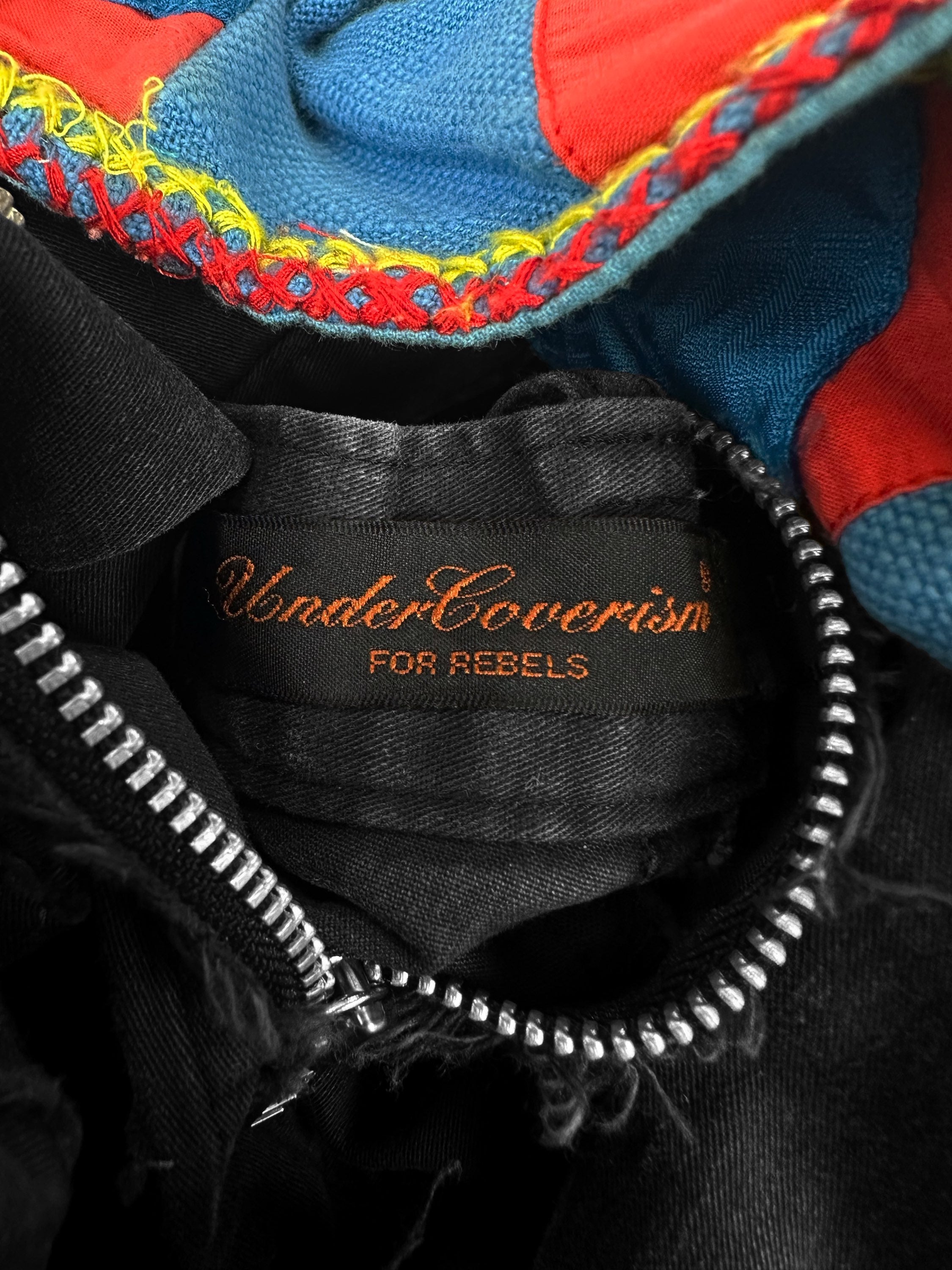 SS03 Undercover ‘Scab’ Patched Giz Tribal Flared Black Denim