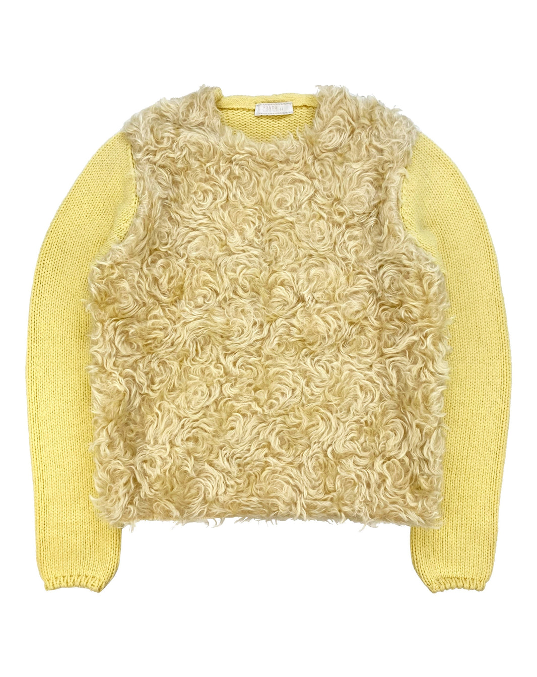 AW07 Prada Faux Fur Yellow Mohair Knitted Sweater