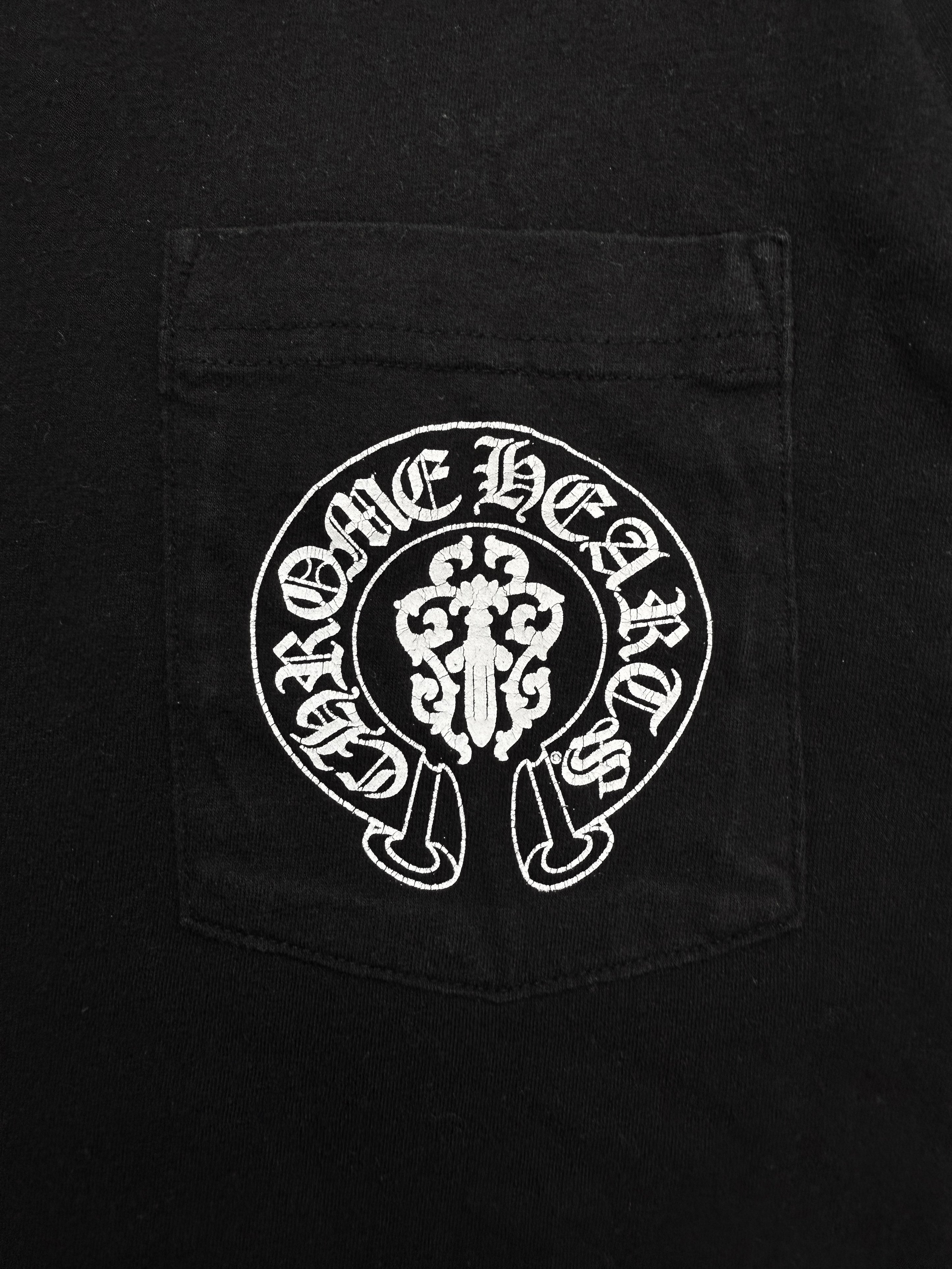Chrome Hearts USA Flag Horse Shoe Dagger Logo Pocket T-Shirt