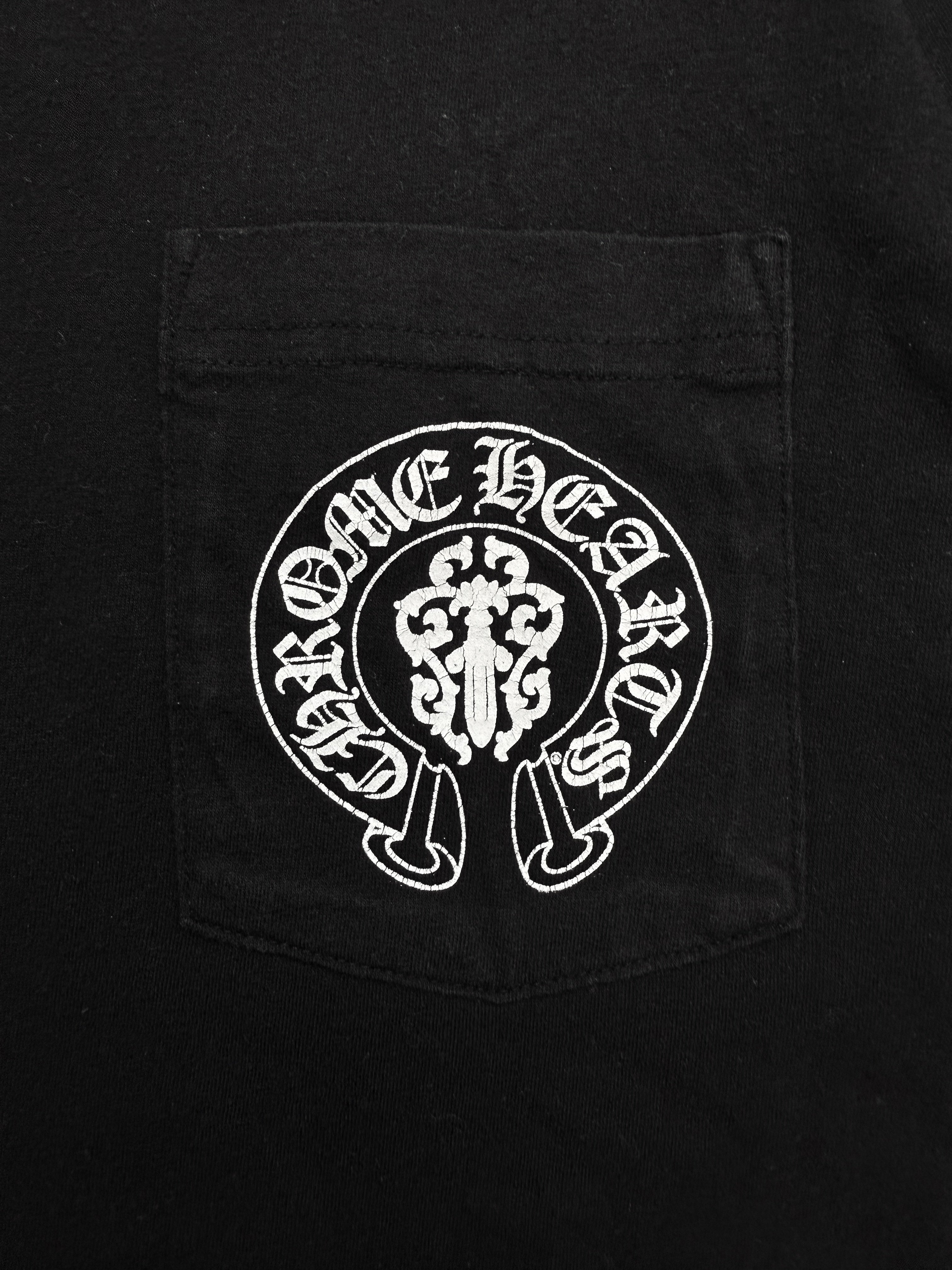 Chrome Hearts USA Flag Horse Shoe Dagger Logo Pocket T-Shirt
