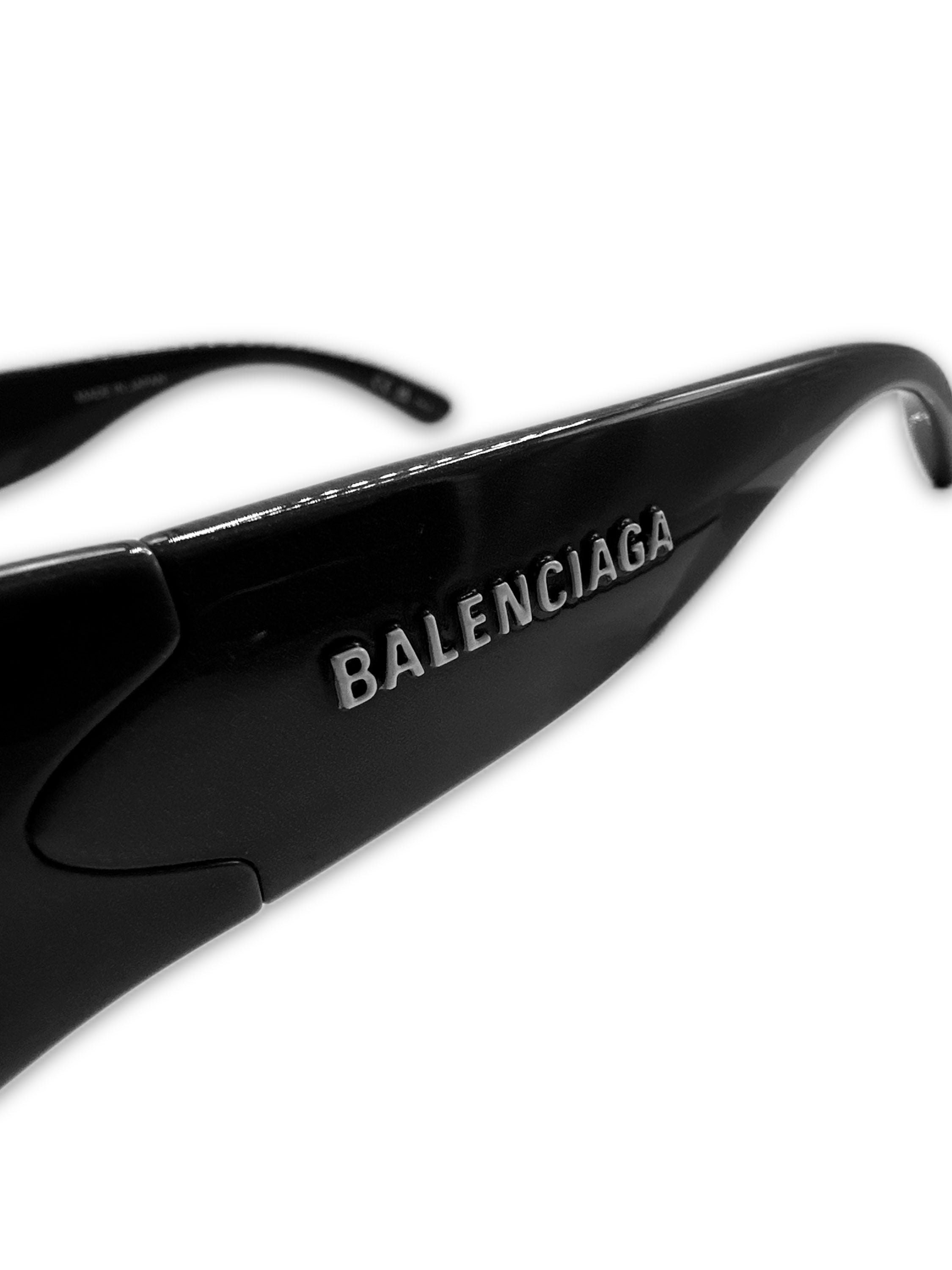 Balenciaga Swift Oval Black Glossy Logo Sunglasses