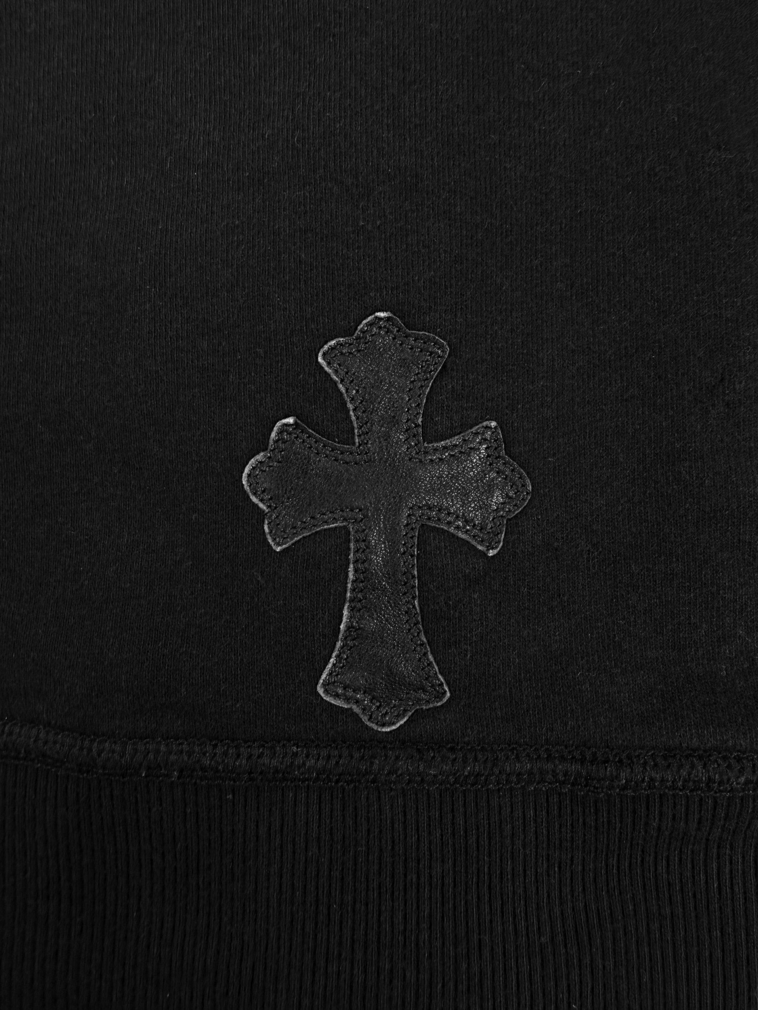 Chrome Hearts Cross Leather Patch Dagger Zip Up Faded Hoodie
