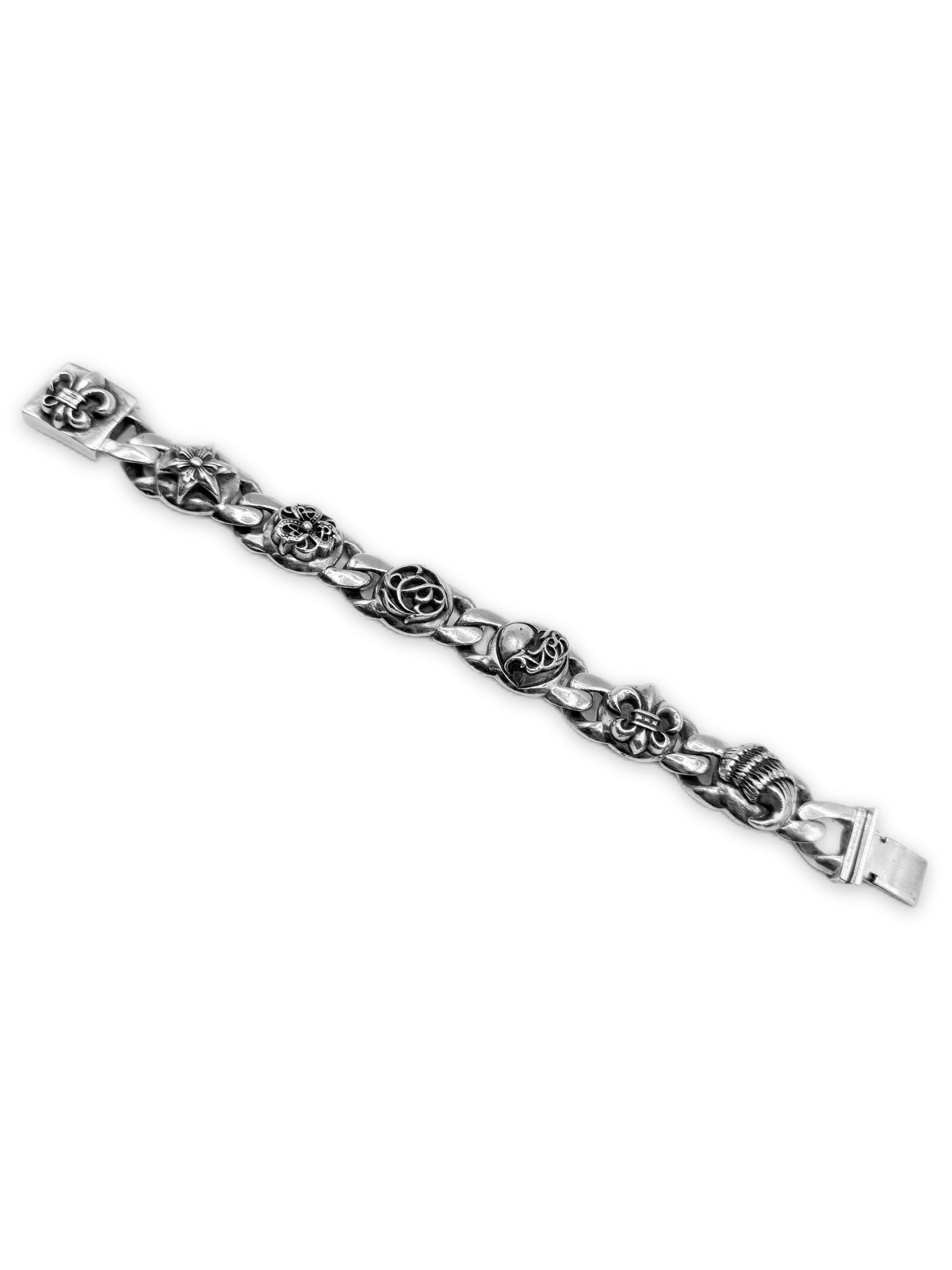 Chrome Hearts Elemental Link Box ID .925 Silver Bracelet