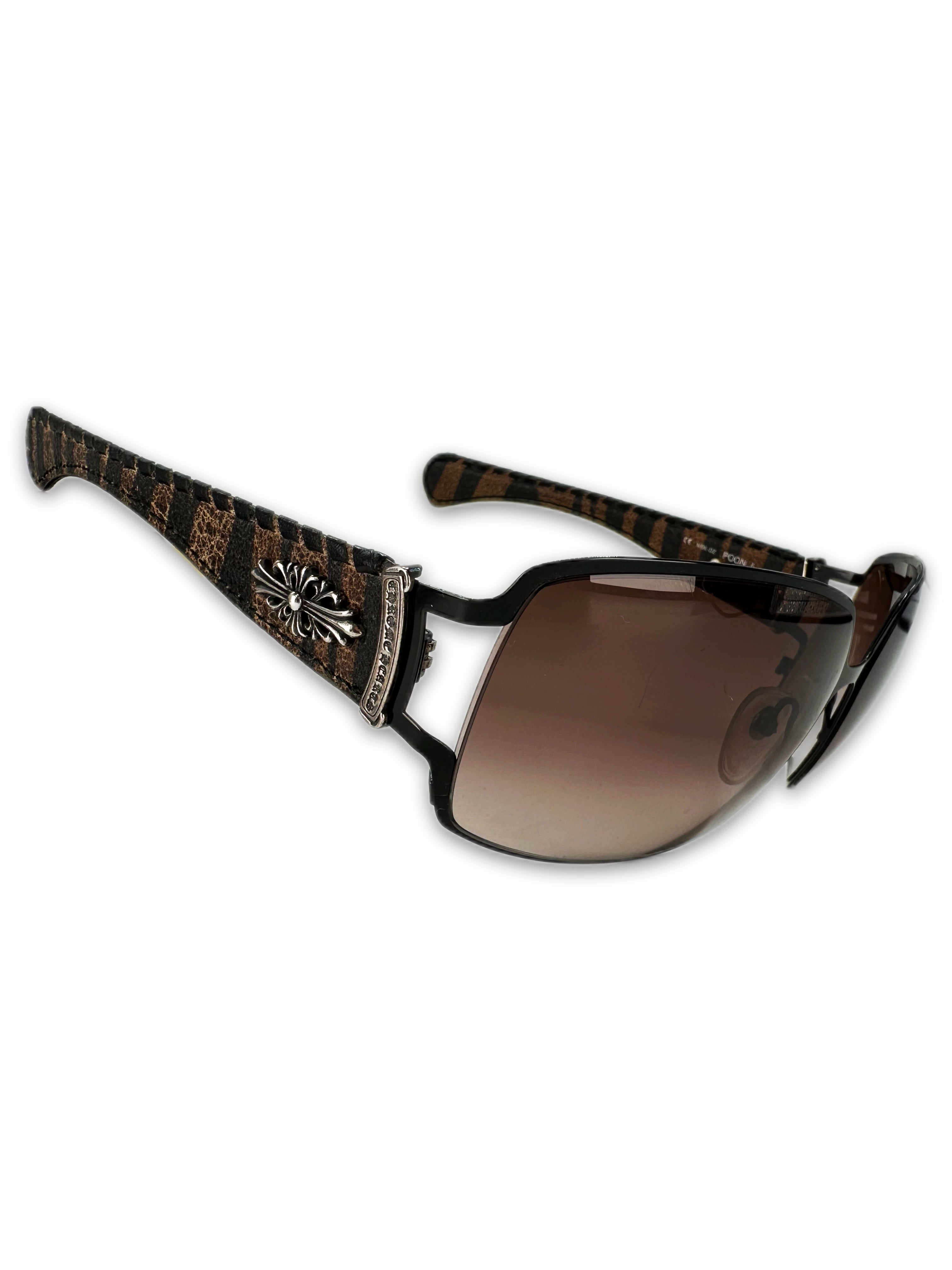 Chrome Hearts ‘Poon I’ Brown Camo Silver Scroll Logo Sunglasses
