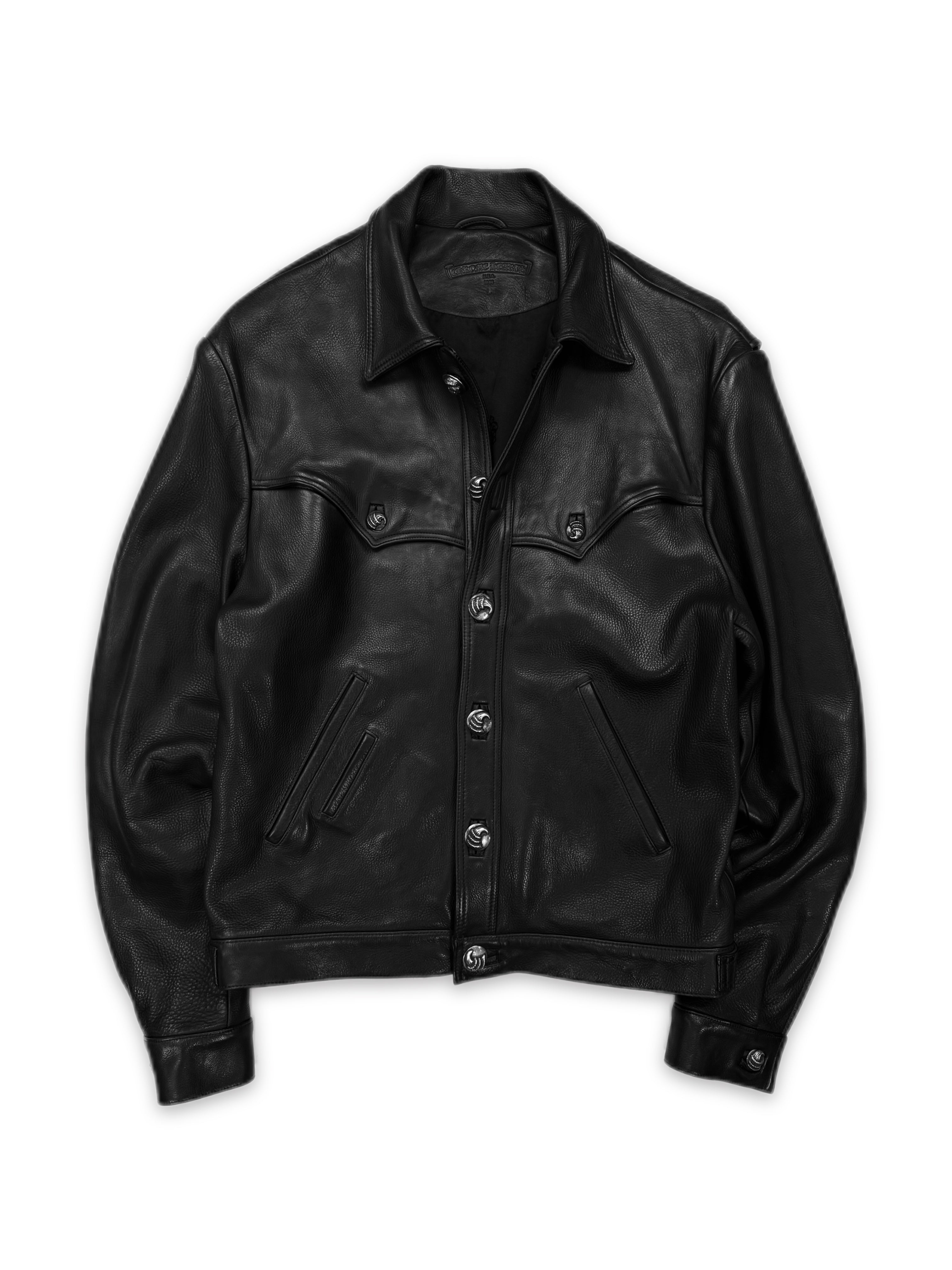 1993 Chrome Hearts Talon Button Leather Moto Fleur Jacket